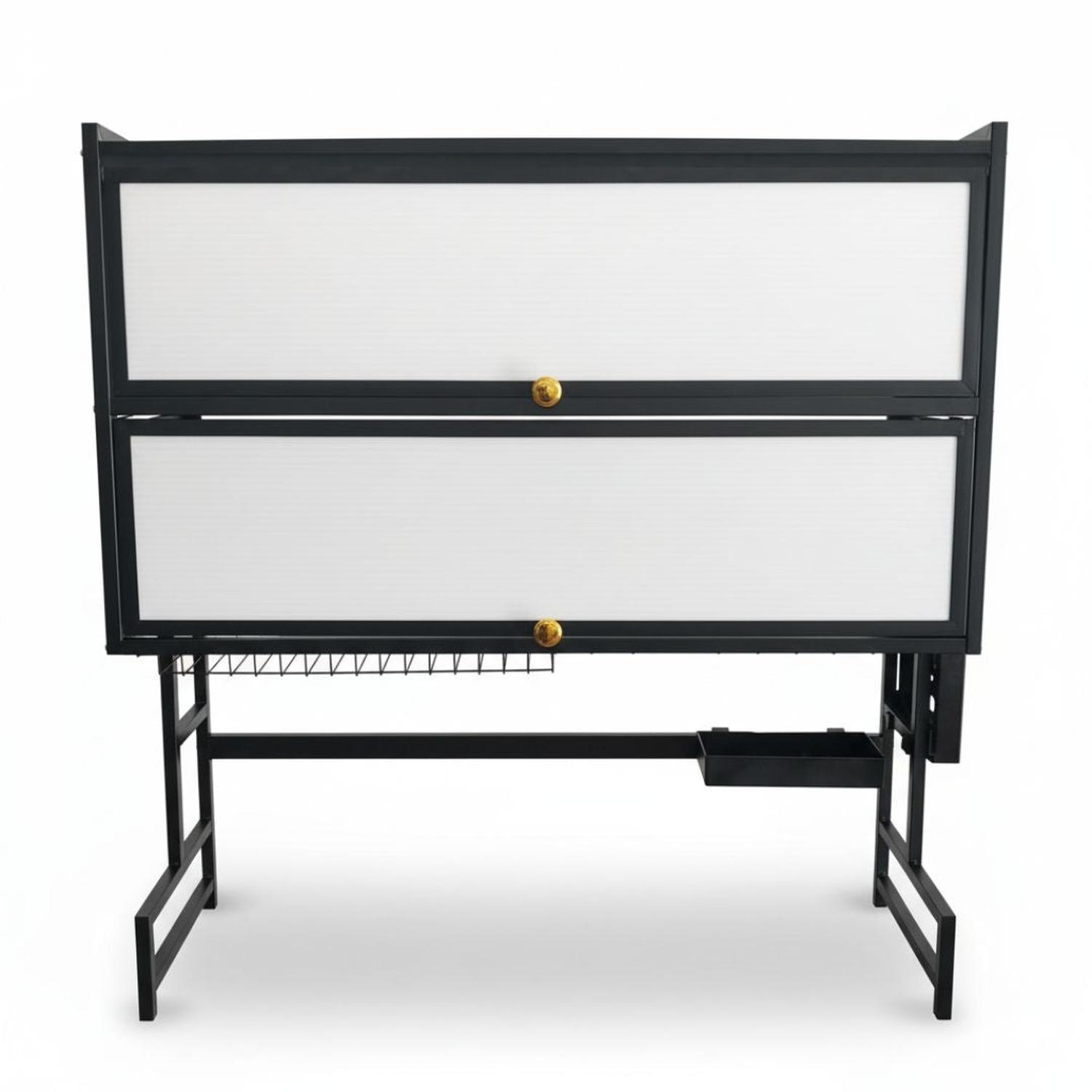 ORGANIZADOR Y ESCURRIDOR DE PLATOS 3 NIVELES CON DOBLE TAPA ACERO AL CARBONO 85CM - 5
