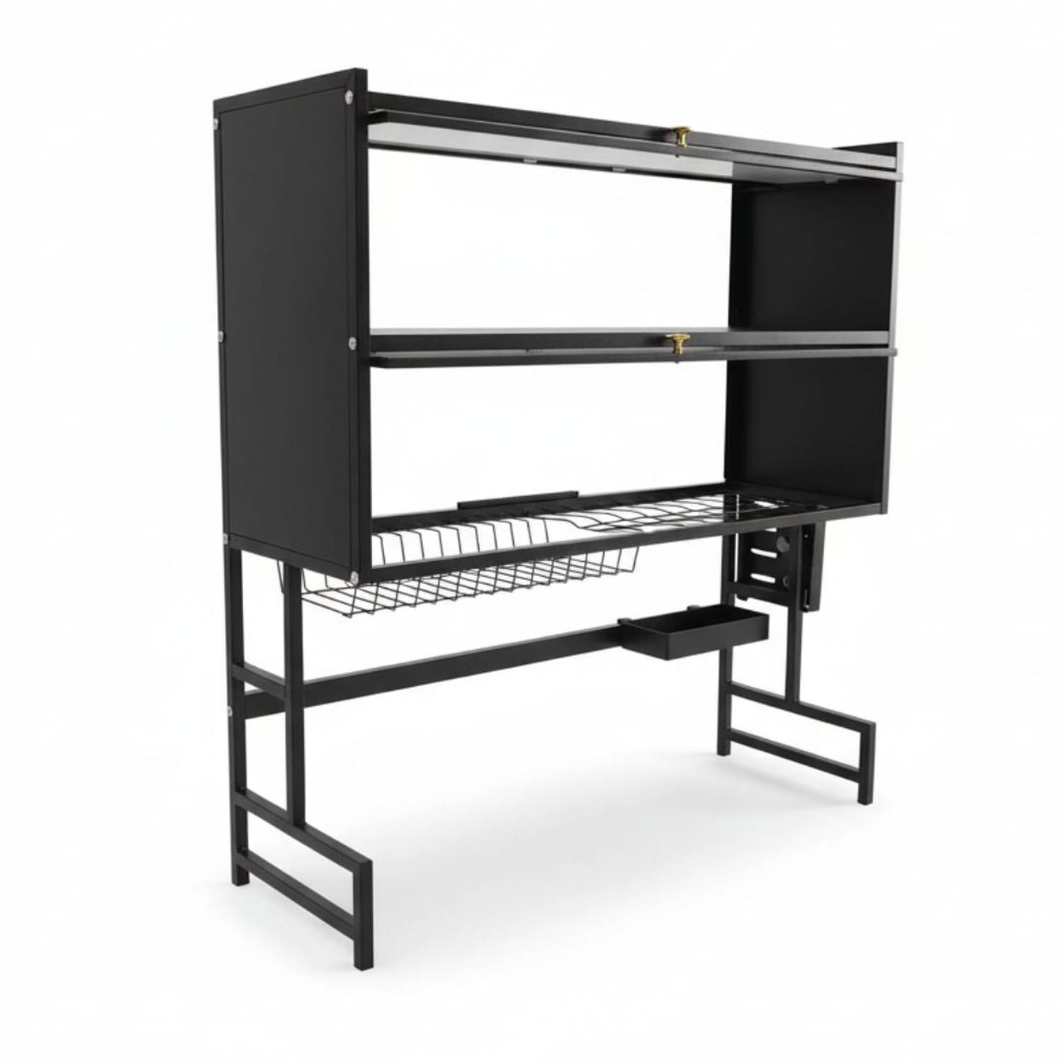ORGANIZADOR Y ESCURRIDOR DE PLATOS 3 NIVELES CON DOBLE TAPA ACERO AL CARBONO 85CM - 6