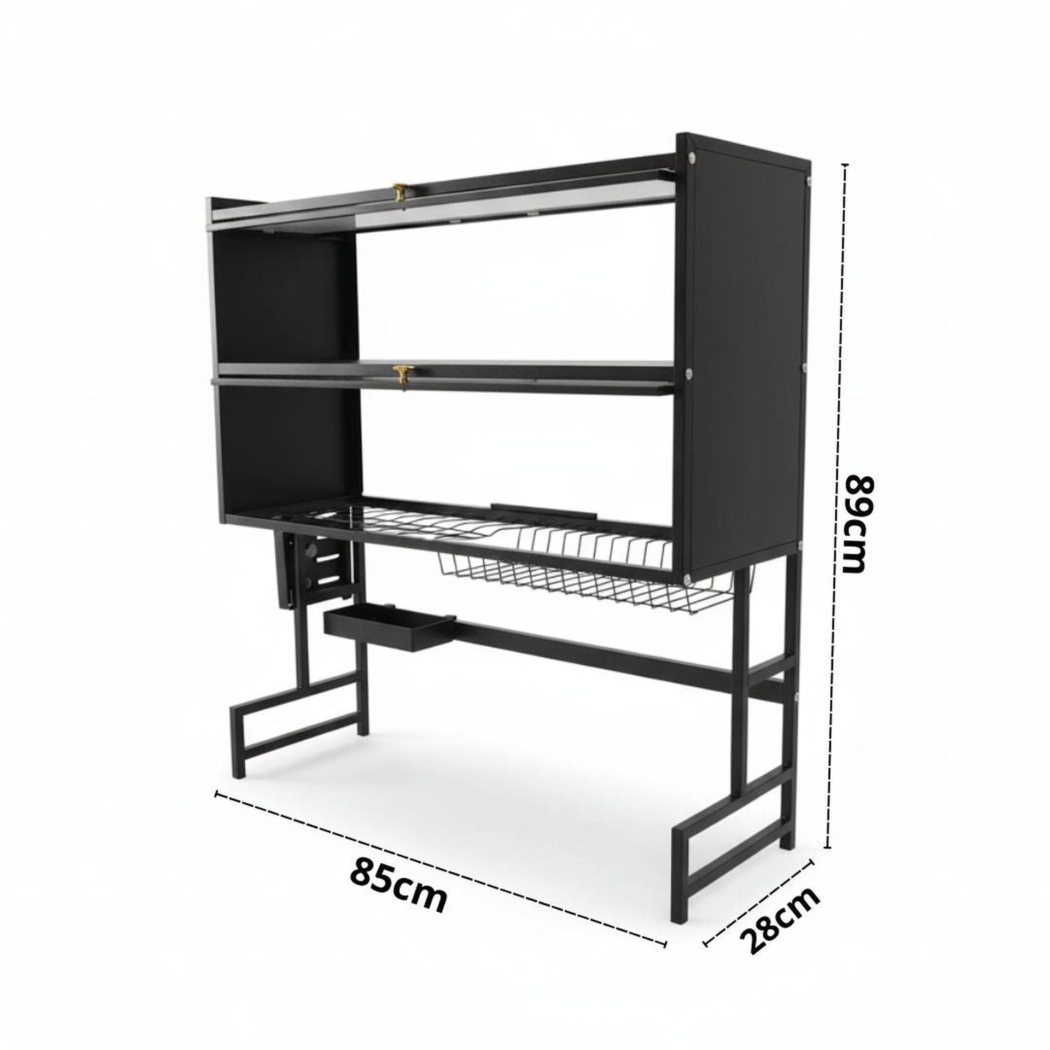 ORGANIZADOR Y ESCURRIDOR DE PLATOS 3 NIVELES CON DOBLE TAPA ACERO AL CARBONO 85CM - 7