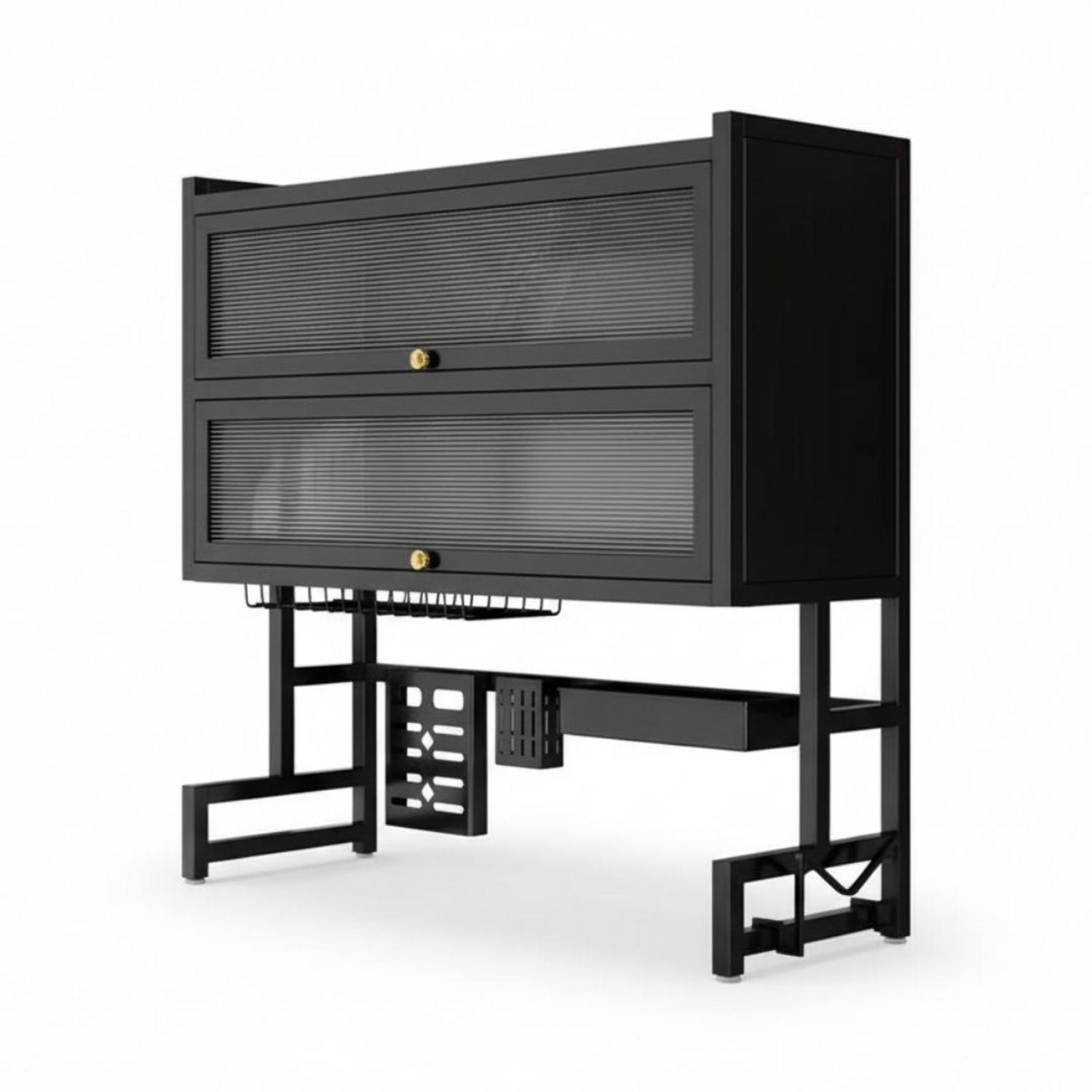 ORGANIZADOR Y ESCURRIDOR DE PLATOS 3 NIVELES CON DOBLE TAPA ACERO AL CARBONO 85CM - 8