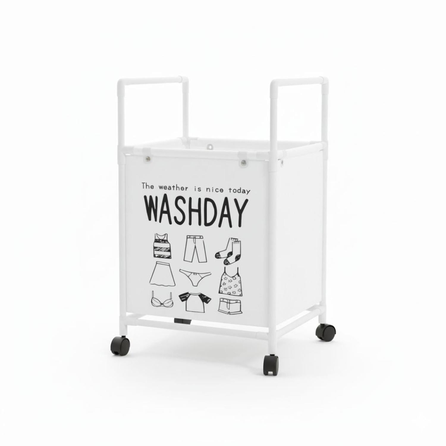 CESTO DE ROPA PARA LAVANDERÍA CON RUEDAS 75X42X32CM TAMAÑO M - 3