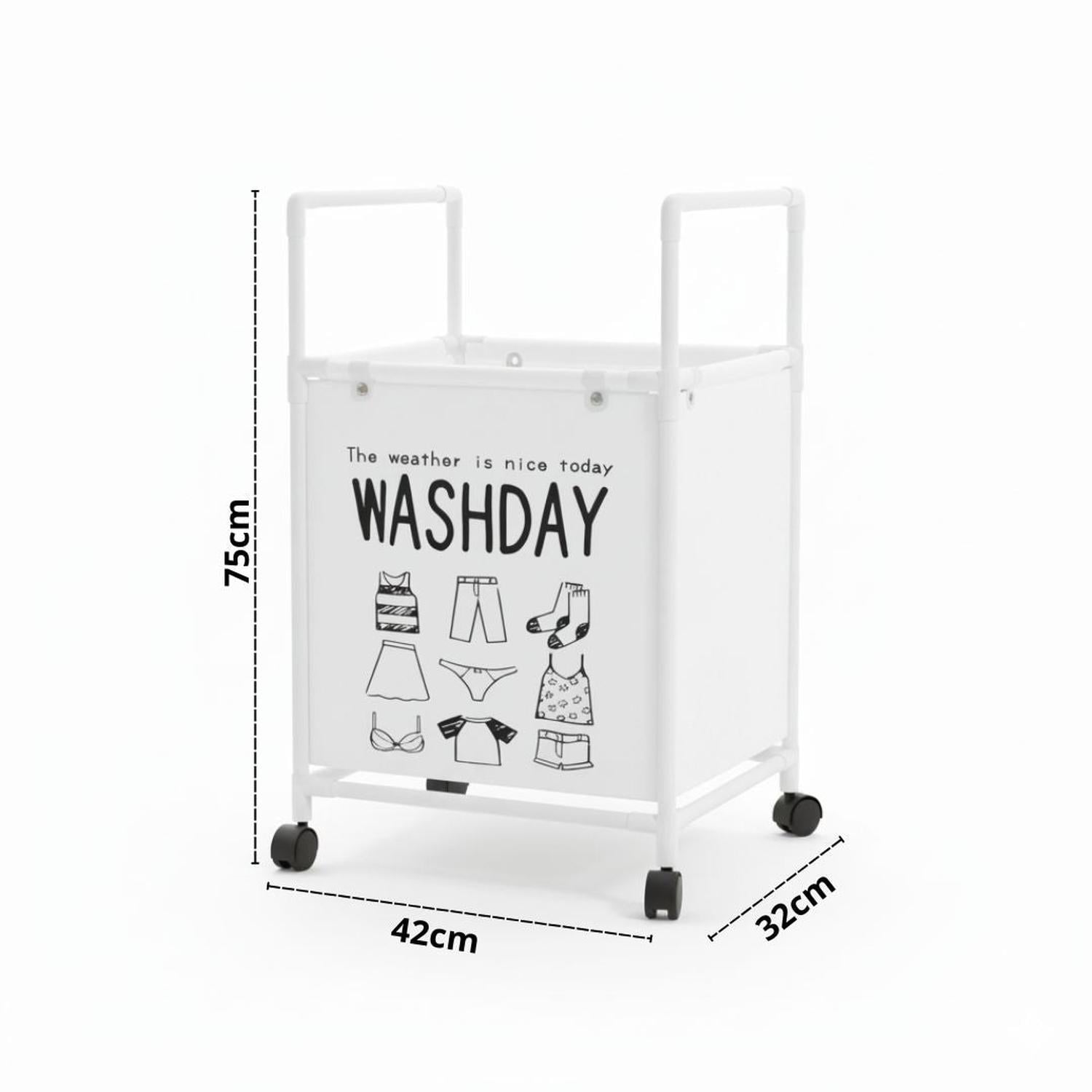 CESTO DE ROPA PARA LAVANDERÍA CON RUEDAS 75X42X32CM TAMAÑO M - 4