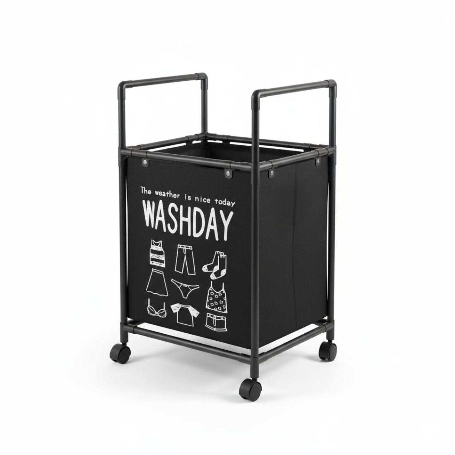 CESTO DE ROPA PARA LAVANDERÍA CON RUEDAS 75X42X32CM TAMAÑO M - 5