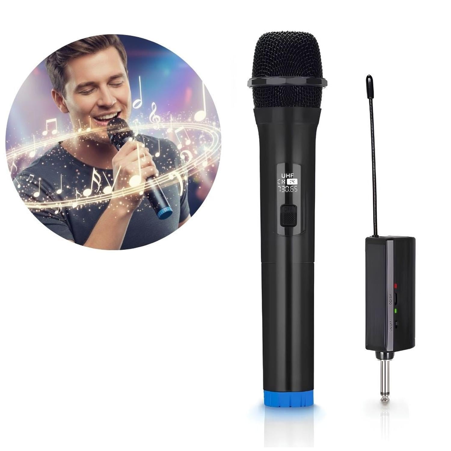PACK MICRÓFONO INALÁMBRICO UHF RECARGABLE WG-11 KARAOKE CON PANTALLA DIGITAL - 1