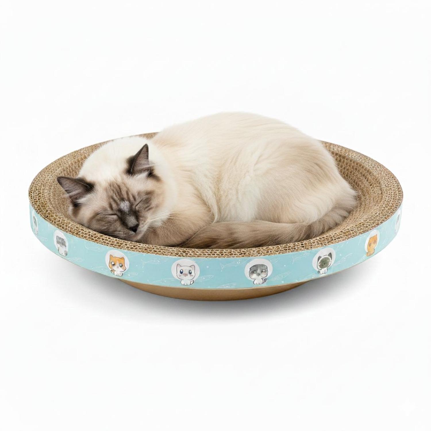 CAMA RASCADOR REDONDO PARA GATO CORRUGADO DE ALTA DENSIDAD 45X45CM - 1