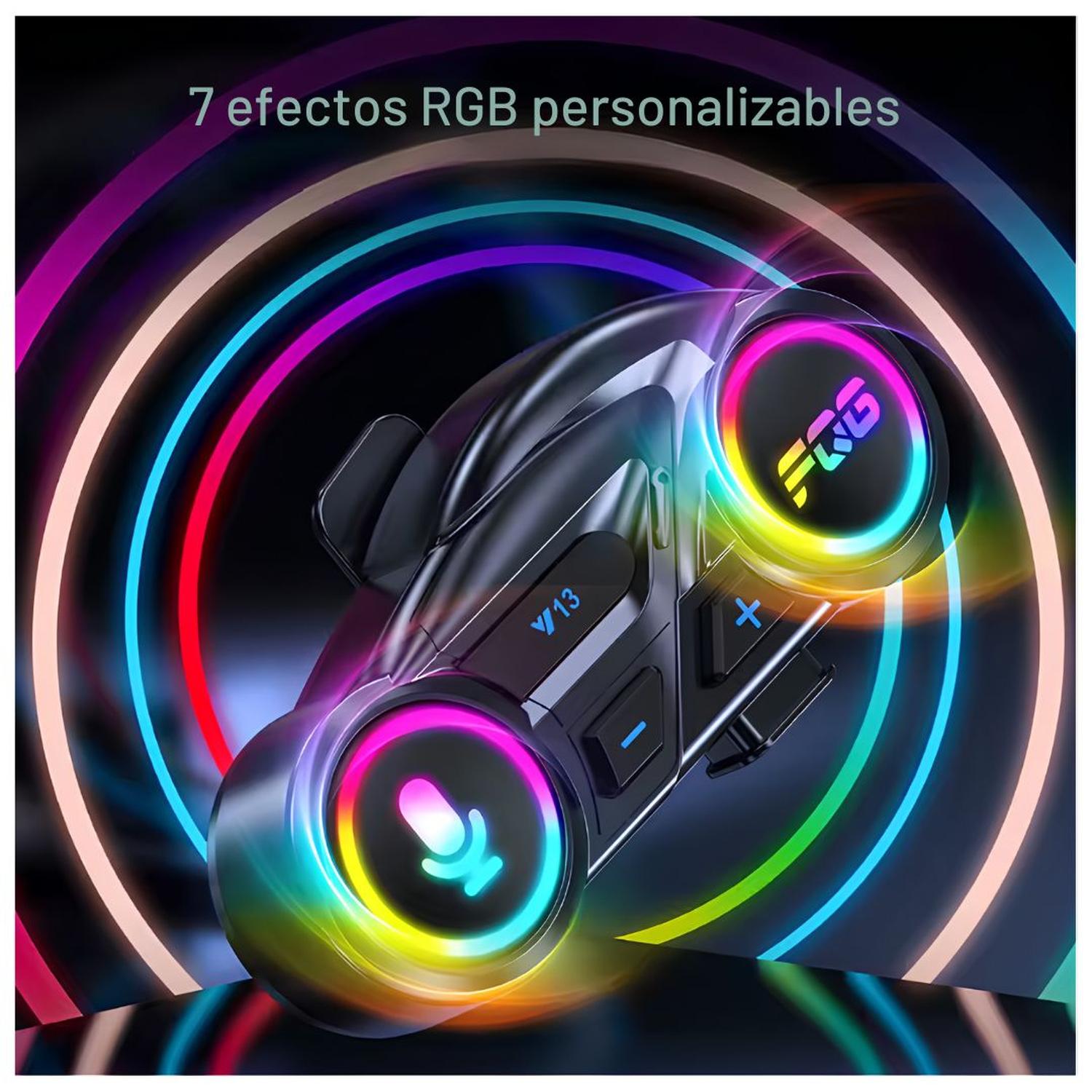 AUDÍFONOS BLUETOOTH RGB PARA MOTO DEPORTIVO Y13 CON MICRÓFONO AURICULAR FM - 2