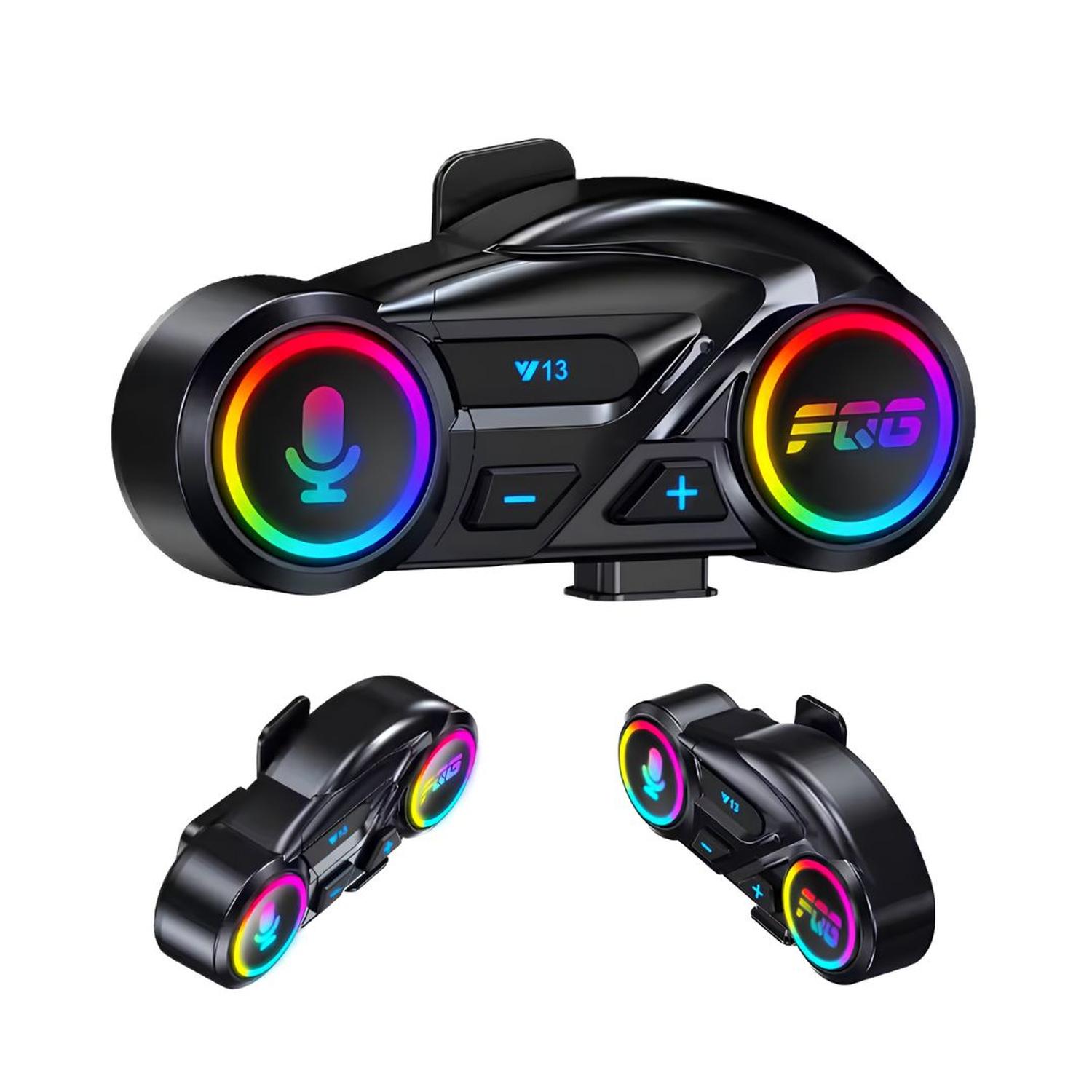 AUDÍFONOS BLUETOOTH RGB PARA MOTO DEPORTIVO Y13 CON MICRÓFONO AURICULAR FM - 6