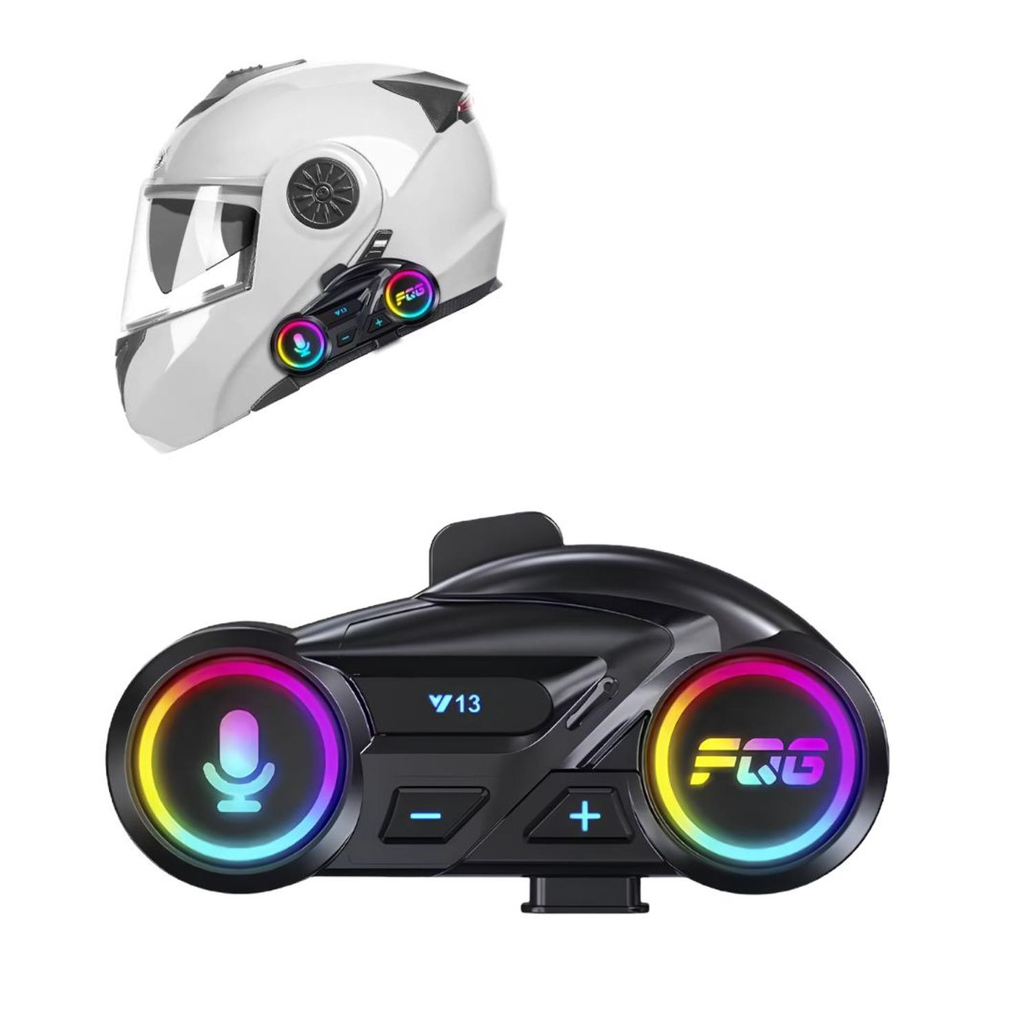 AUDÍFONOS BLUETOOTH RGB PARA MOTO DEPORTIVO Y13 CON MICRÓFONO AURICULAR FM - 7