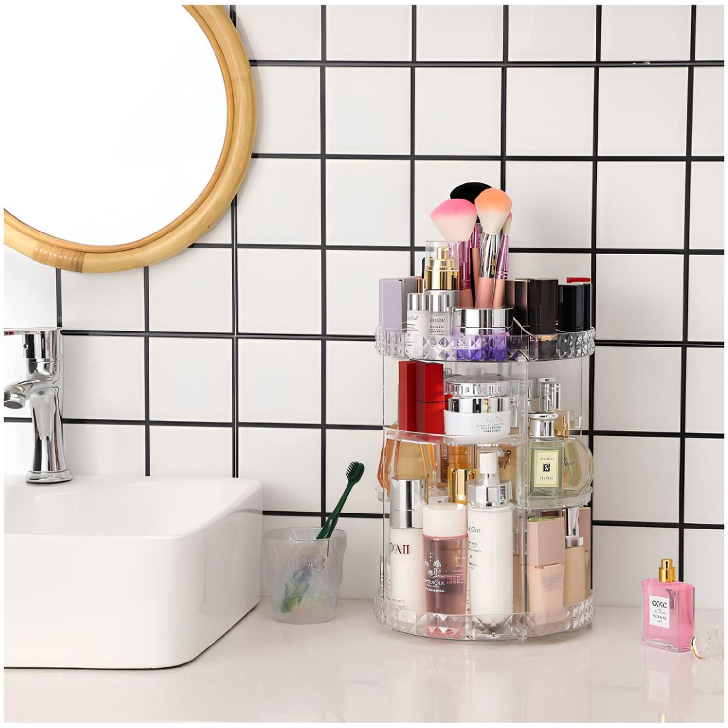 ORGANIZADOR DE MAQUILLAJE COSMÉTICOS CX-199 DE ACRÍLICO GIRATORIO 360° - 4