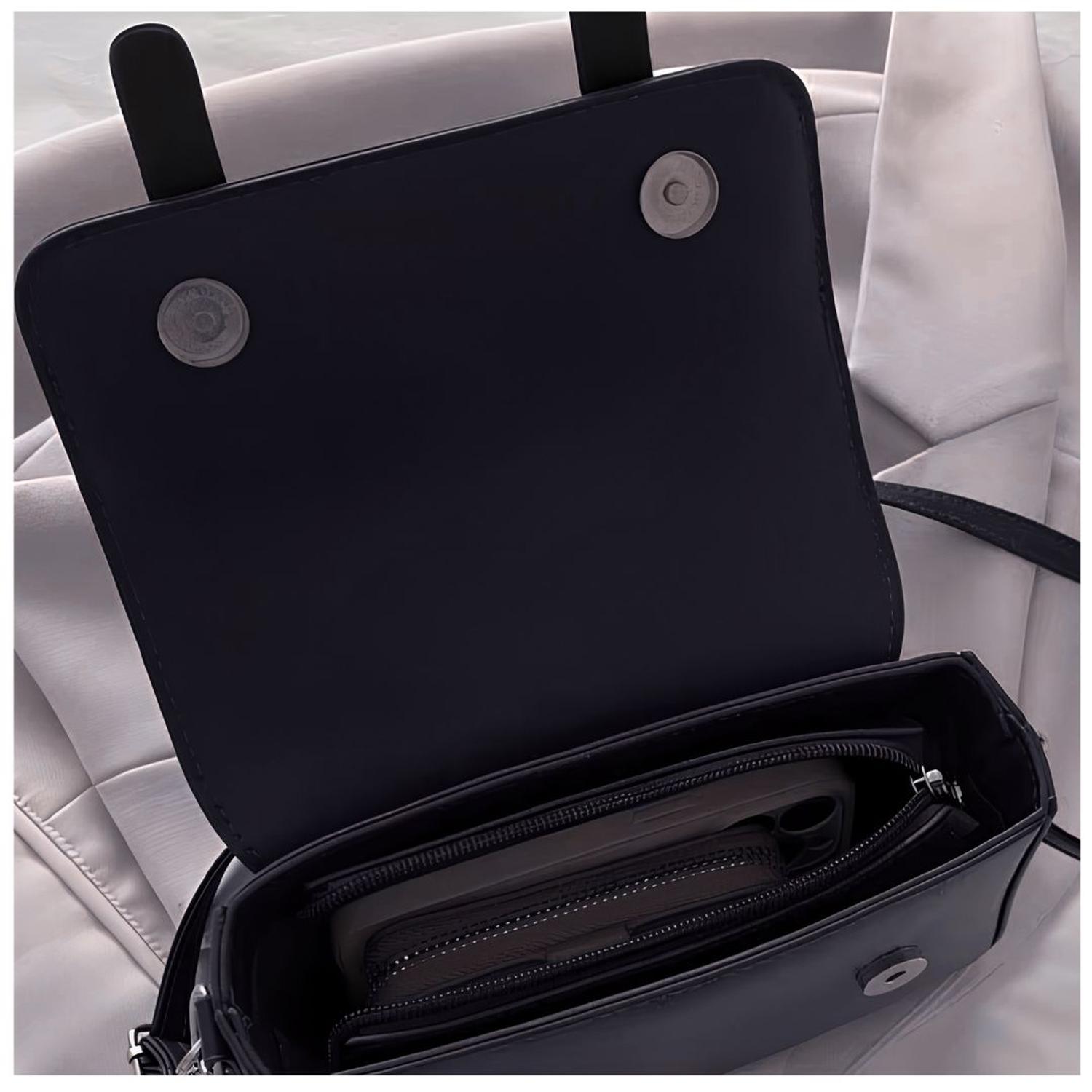 CARTERA DE MANO FASHION BAGS CON ASA Y CORREA AJUSTABLE ESTILO CLÁSICO URBANO TAMAÑO M - 4