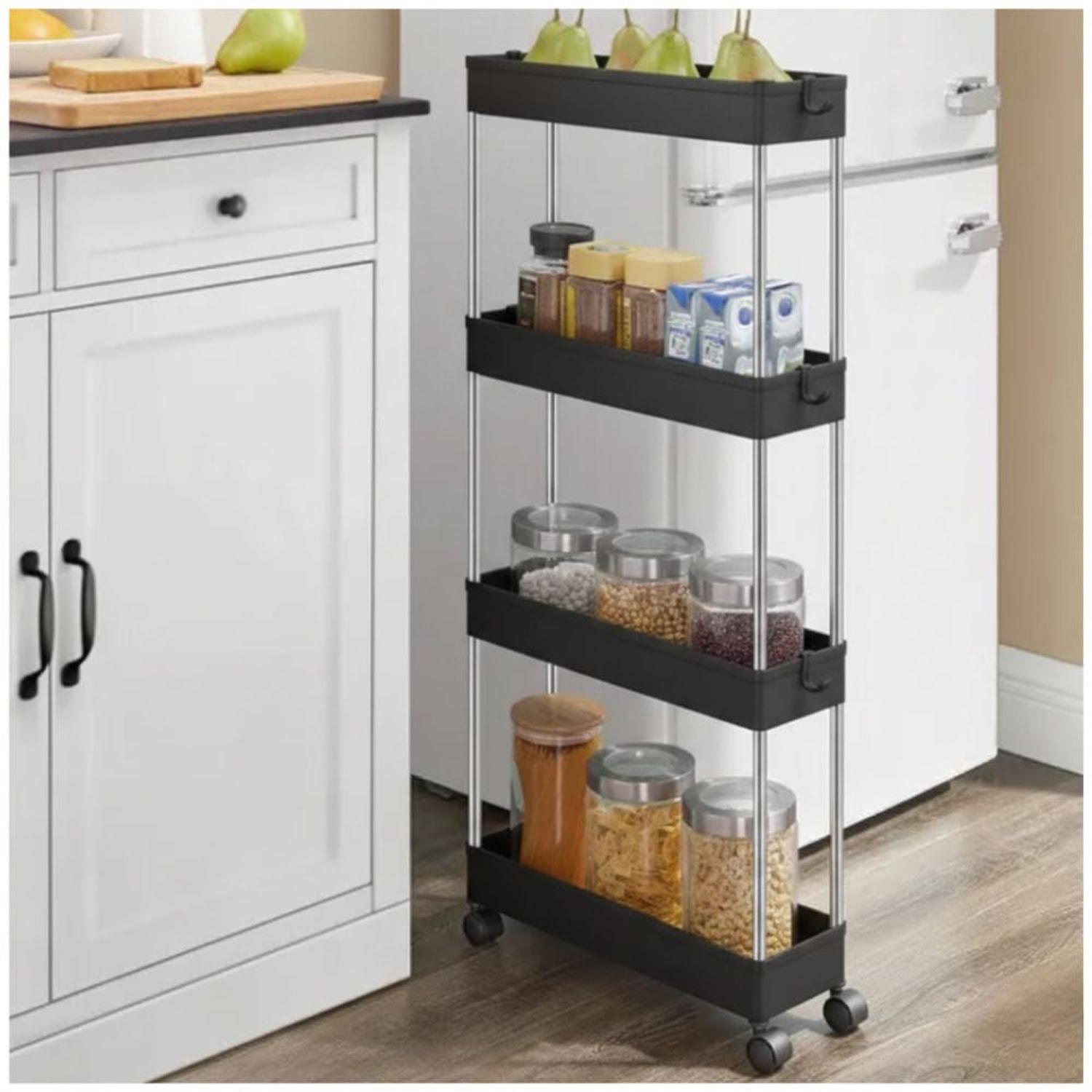 CARRITO ORGANIZADOR DE COCINA MULTIUSOS 4 NIVELES CON RUEDAS 84.5X34.5X12CM NEGRO - 1