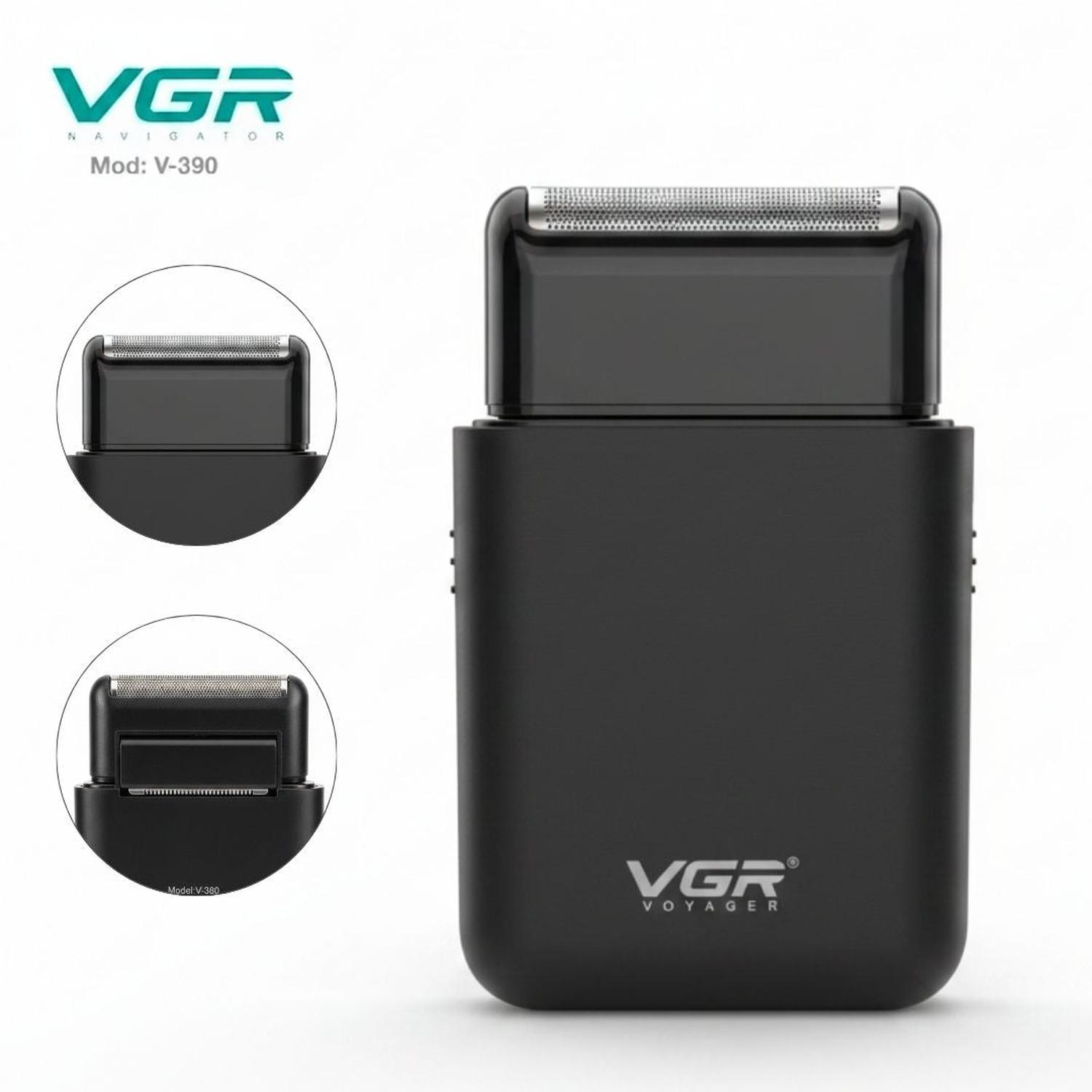 MÁQUINA AFEITADORA ELÉCTRICA RECARGABLE SHAVER VGR V-390 2 EN 1 RASURADORA PATILLERA - 1