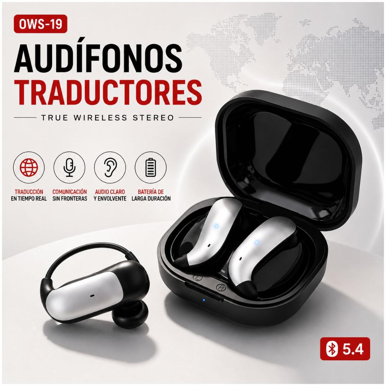 AUDÍFONOS TRADUCTORES OWS-19 BLUETOOTH 5.4 TRADUCCIÓN EN TIEMPO REAL APP HFFIT - 4