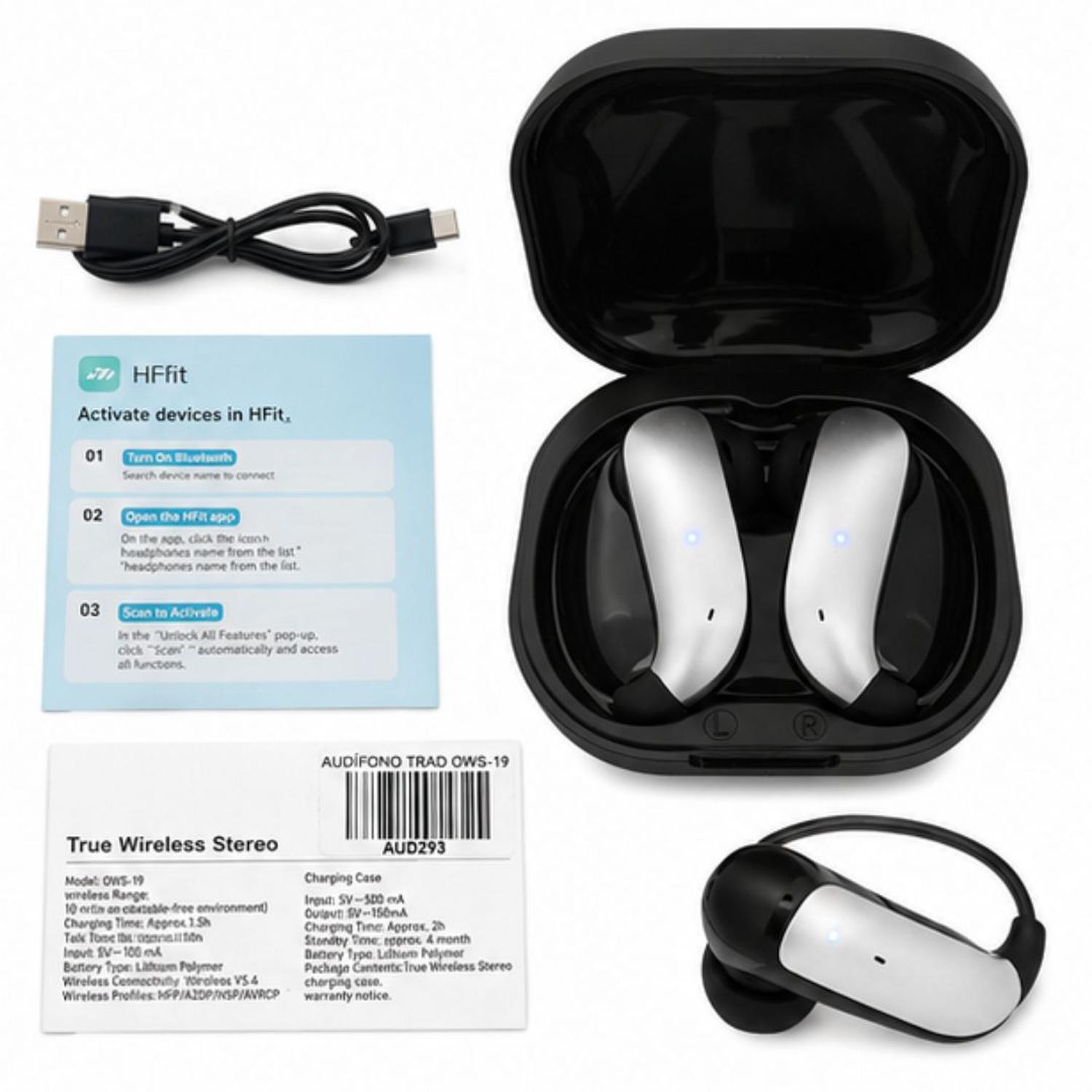 AUDÍFONOS TRADUCTORES OWS-19 BLUETOOTH 5.4 TRADUCCIÓN EN TIEMPO REAL APP HFFIT - 7