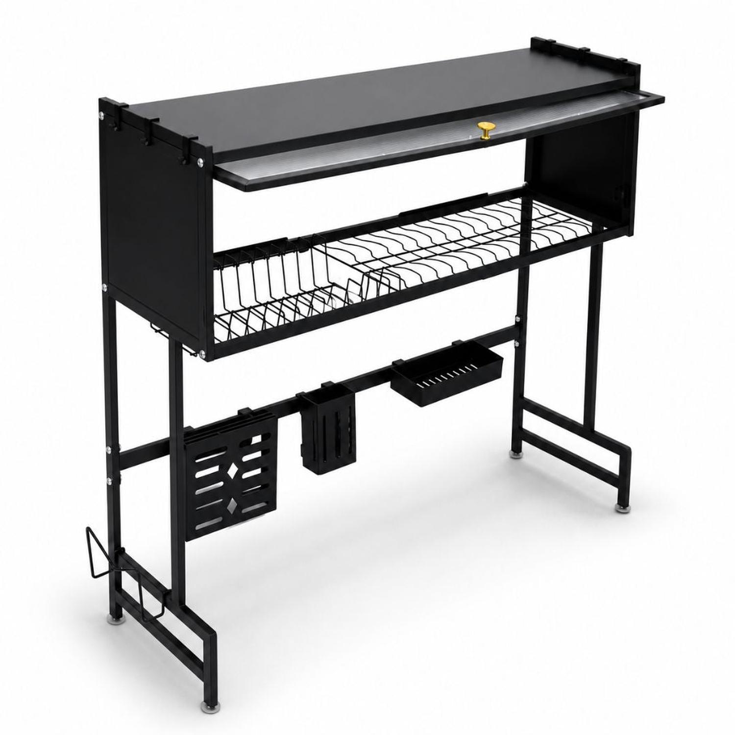 ESCURRIDOR ORGANIZADOR DE COCINA PLATOS 2 NIVELES CON TAPA ACERO AL CARBONO 85CM - 5