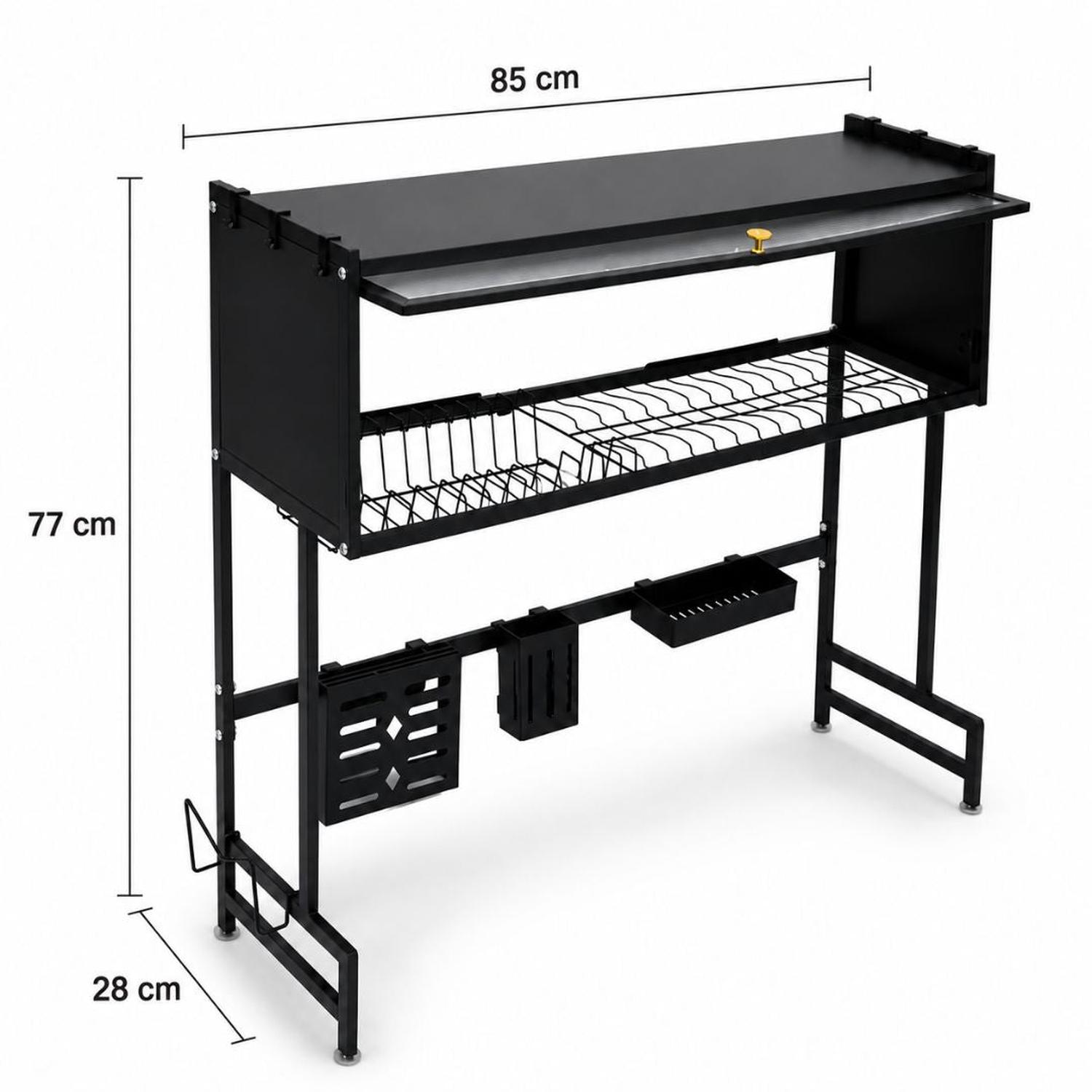 ESCURRIDOR ORGANIZADOR DE COCINA PLATOS 2 NIVELES CON TAPA ACERO AL CARBONO 85CM - 9