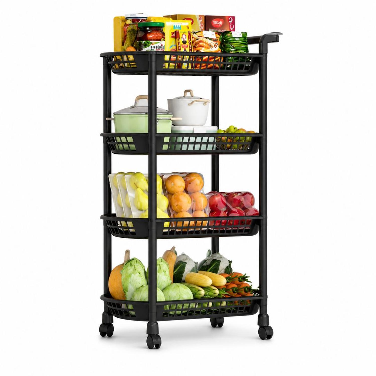 CARRITO ORGANIZADOR DE COCINA MULTIUSOS 4 NIVELES CON RUEDAS 101X50X30CM TAMAÑO M - 2