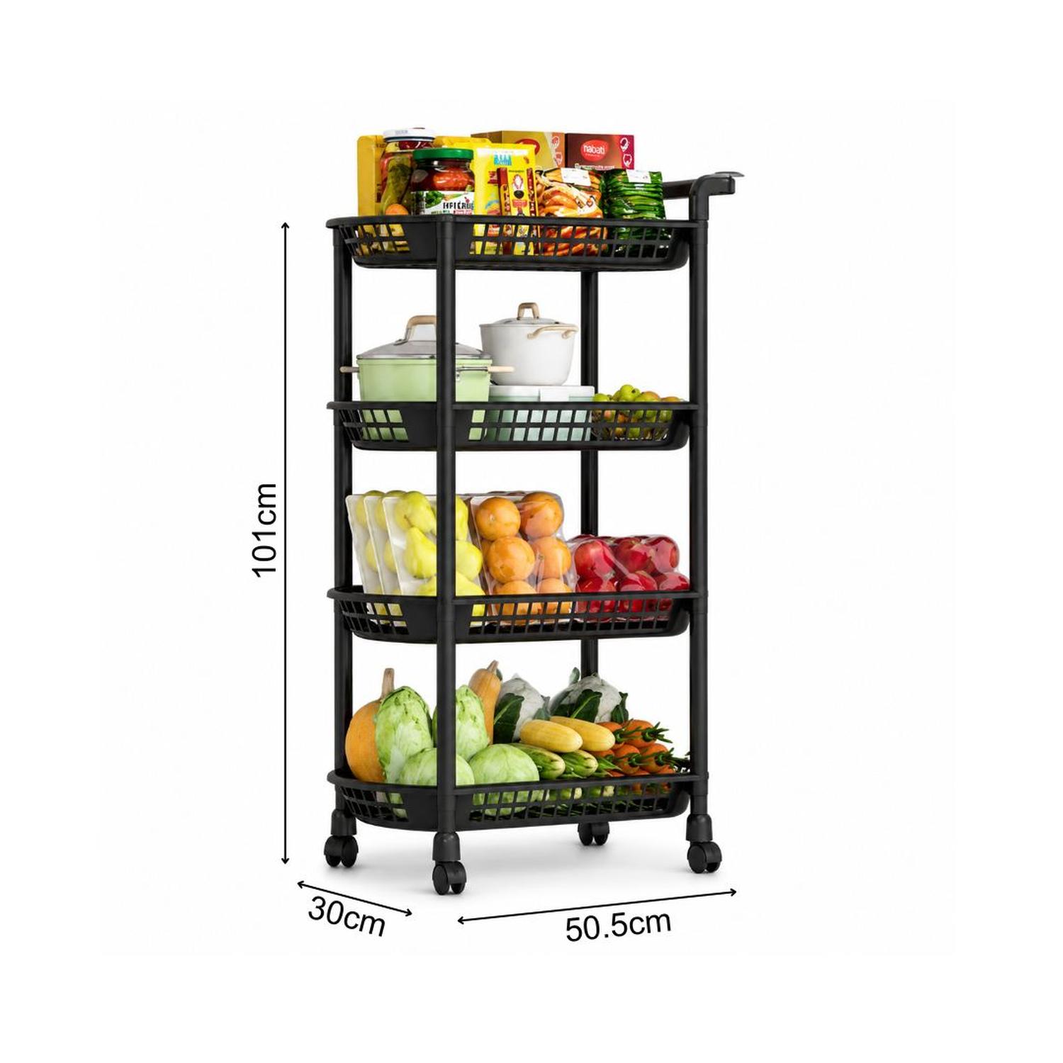 CARRITO ORGANIZADOR DE COCINA MULTIUSOS 4 NIVELES CON RUEDAS 101X50X30CM TAMAÑO M - 4