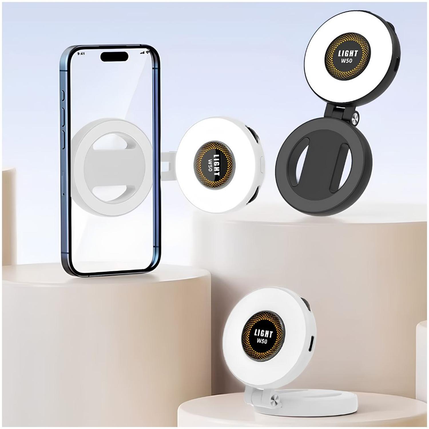 POPSOCKETS PARA CELULAR W50 CON ARO LUZ LED INTEGRADO SOPORTE MAGNÉTICO - 5