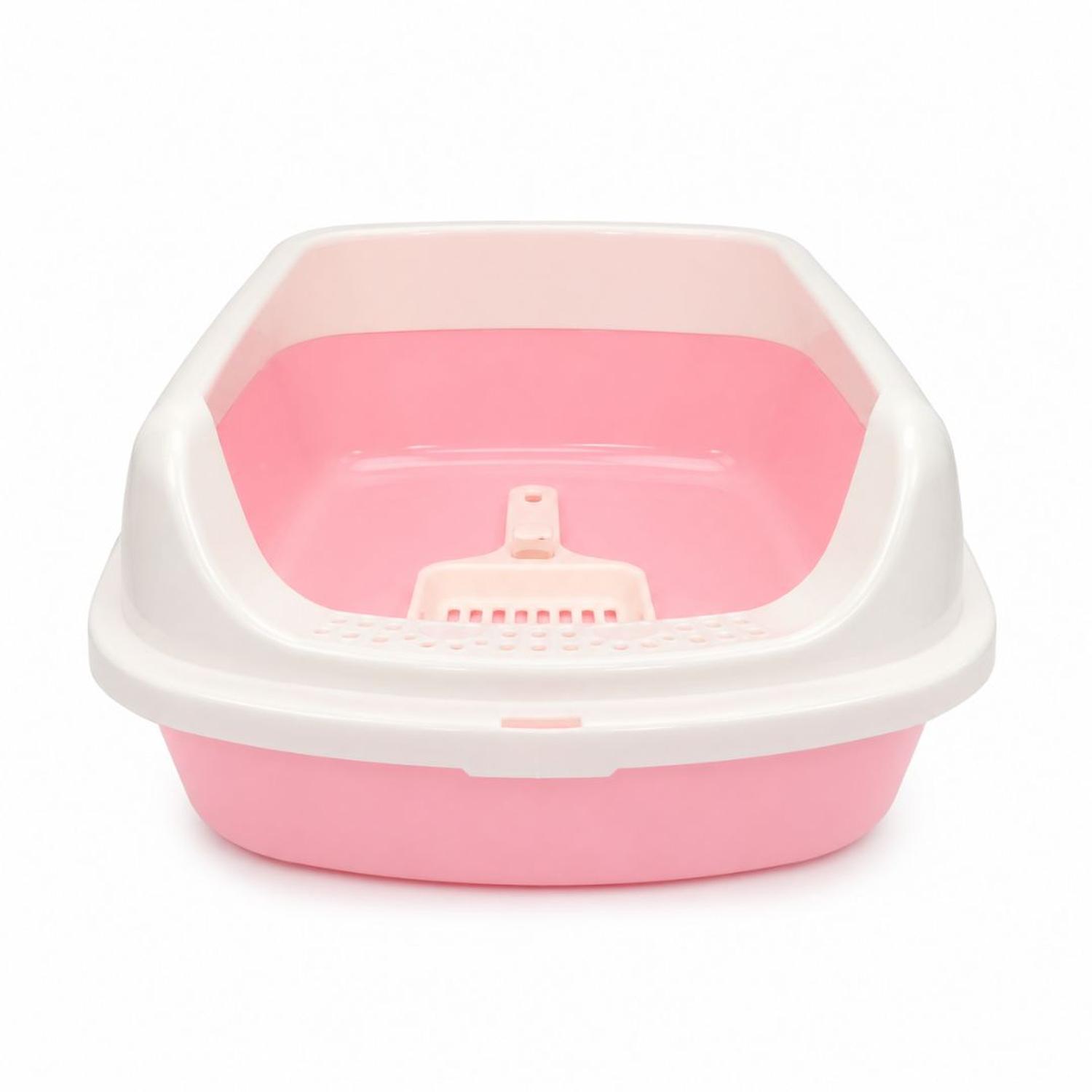 CAJA DE ARENA ARENERO SANITARIO PARA GATO ANTIDERRAMES CON PALA 13X30X42CM ROSA TAMAÑO M - 5