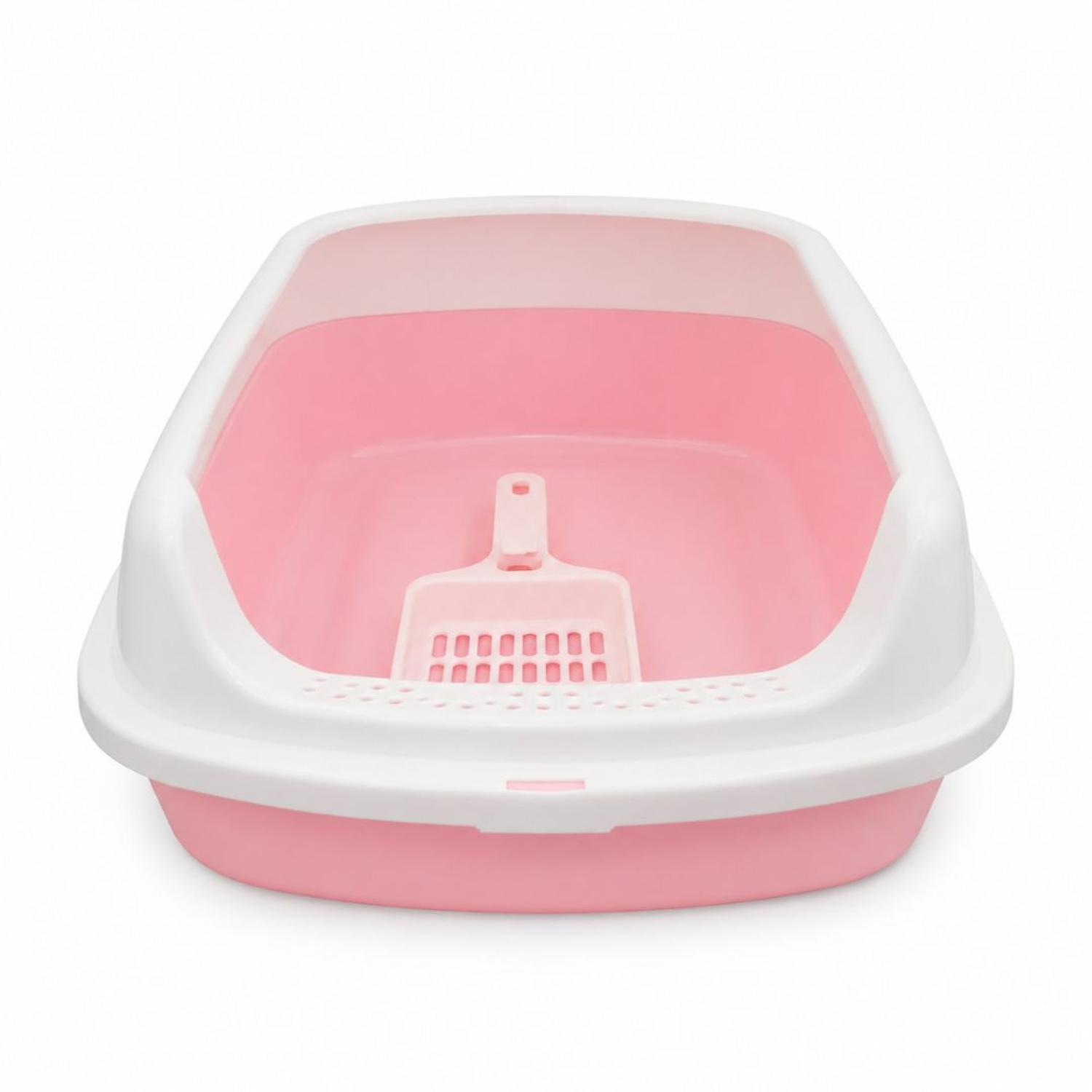 CAJA DE ARENA ARENERO SANITARIO PARA GATO ANTIDERRAMES CON PALA 13X30X42CM ROSA TAMAÑO M - 6