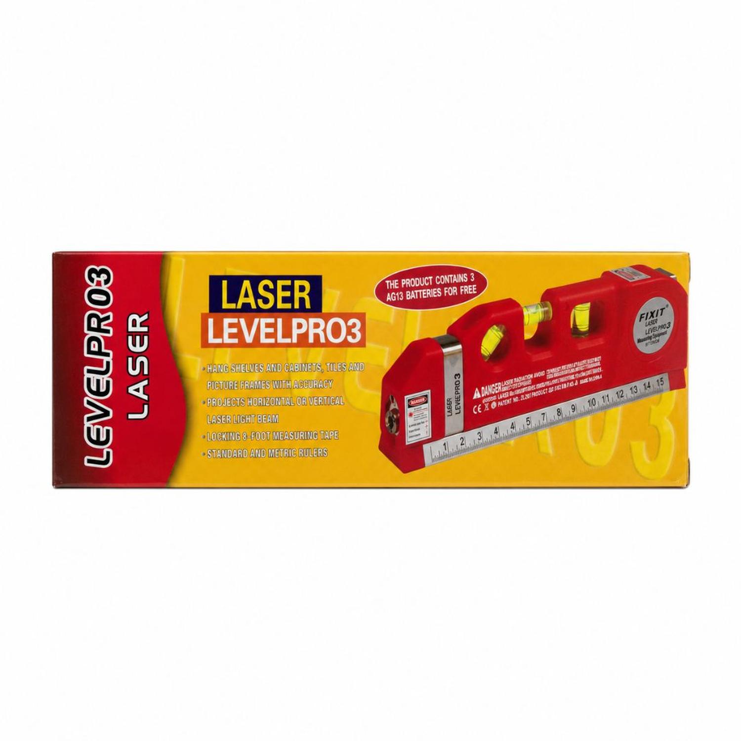 NIVEL LÁSER MULTIFUNCIONAL 3 EN 1 FIXIT LEVELPRO 3 CINTA MÉTRICA REGLA NIVEL - 7
