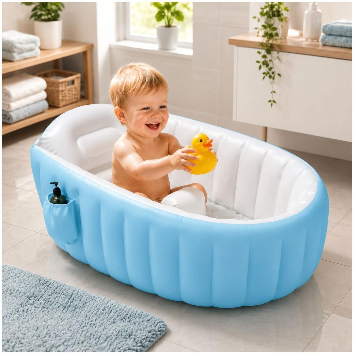 BAÑERA INFLABLE PARA BEBÉ 12001 CON SOPORTE ACOLCHADA PORTÁTIL FÁCIL DE GUARDAR TAMAÑO M - 3