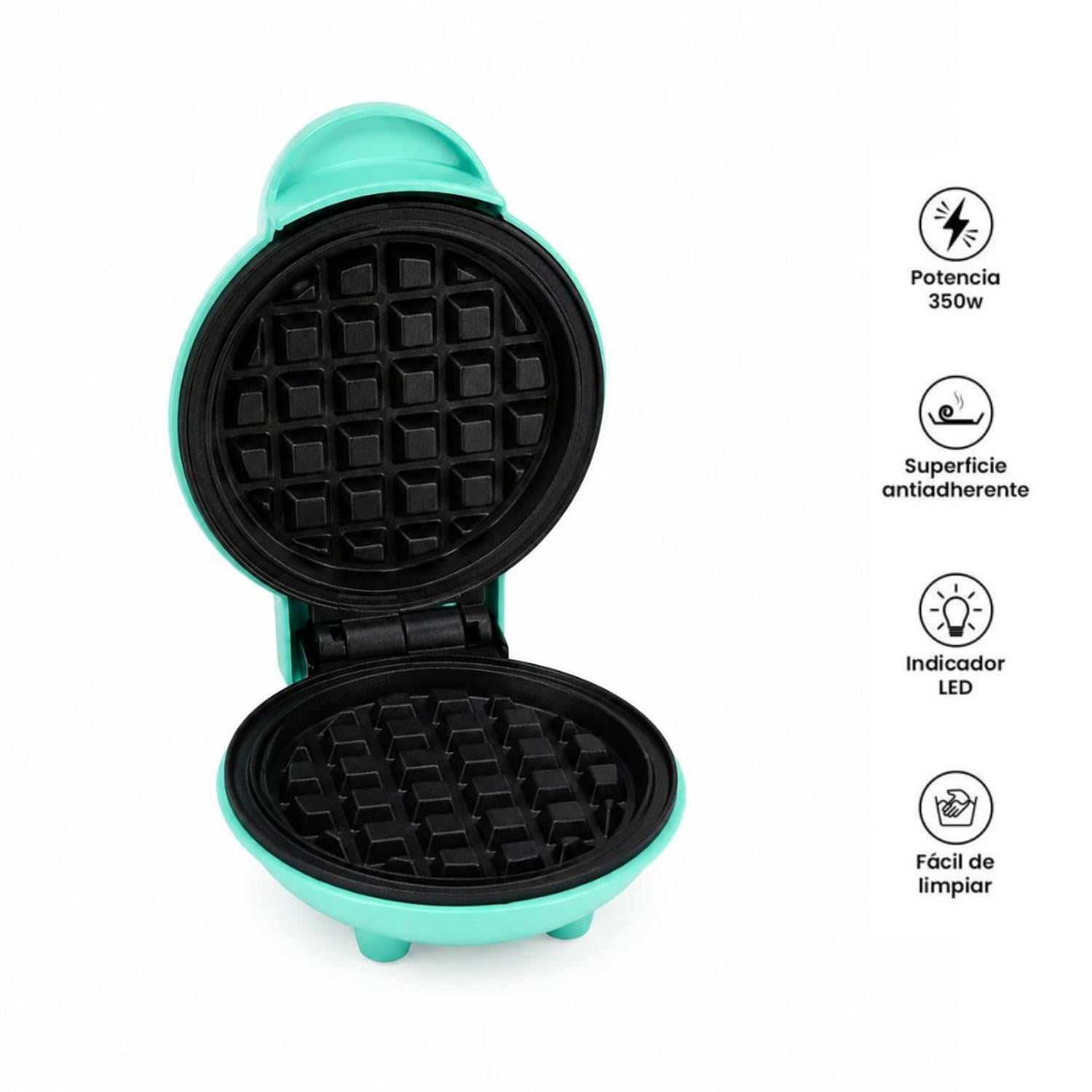 MINI WAFFLERA ANTIADHERENTE ELÉCTRICA PORTÁTIL DE 350W VERDE - 4