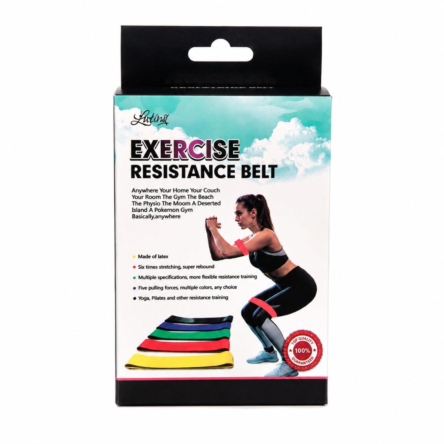 SET X5 BANDAS ELÁSTICAS DE RESISTENCIA PARA EJERCICIOS FITNESS GLÚTEOS PIERNAS YOGA PILATES - 6