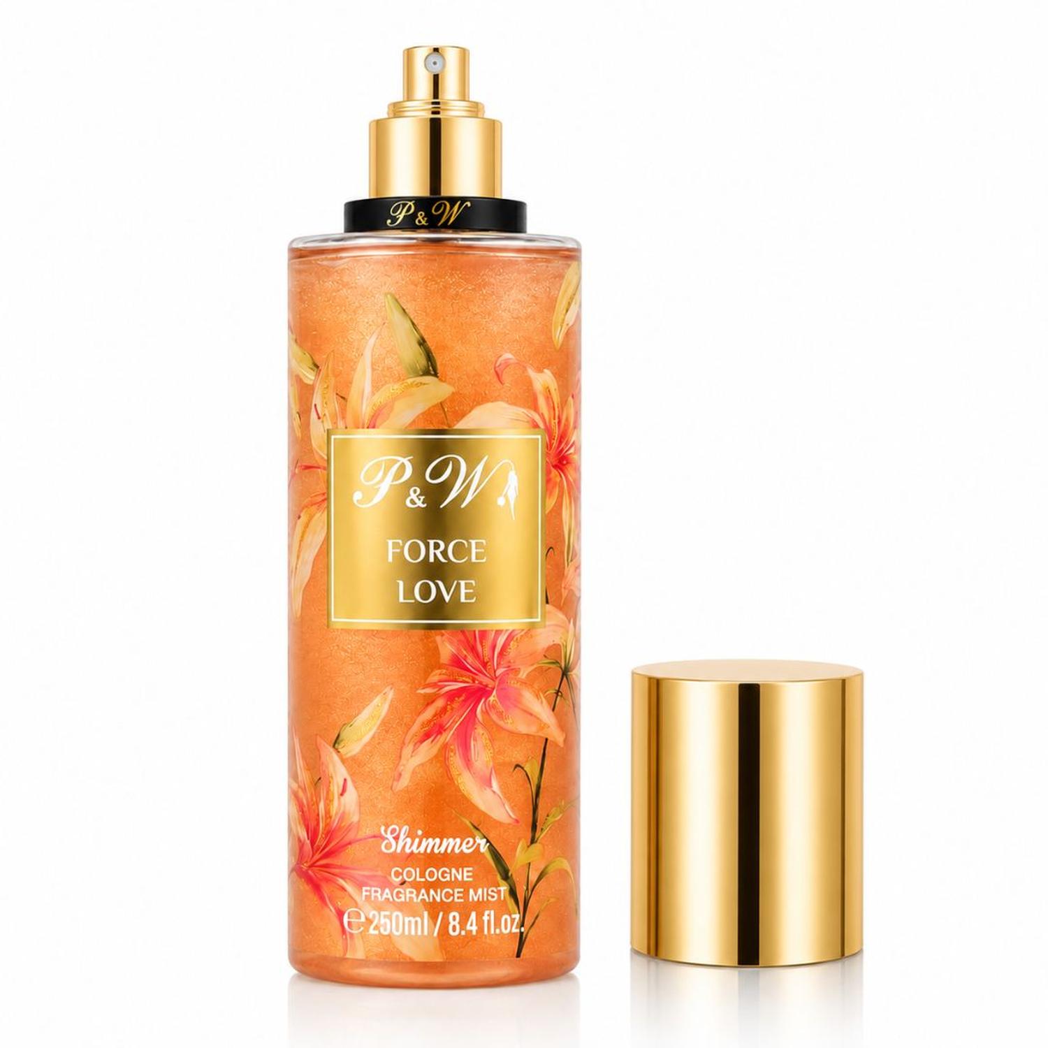 PERFUME MUJER 250ML COLONIA CORPORAL PYW FORCE LOVE FRAGANCIA FLORAL CON BRILLO - 1
