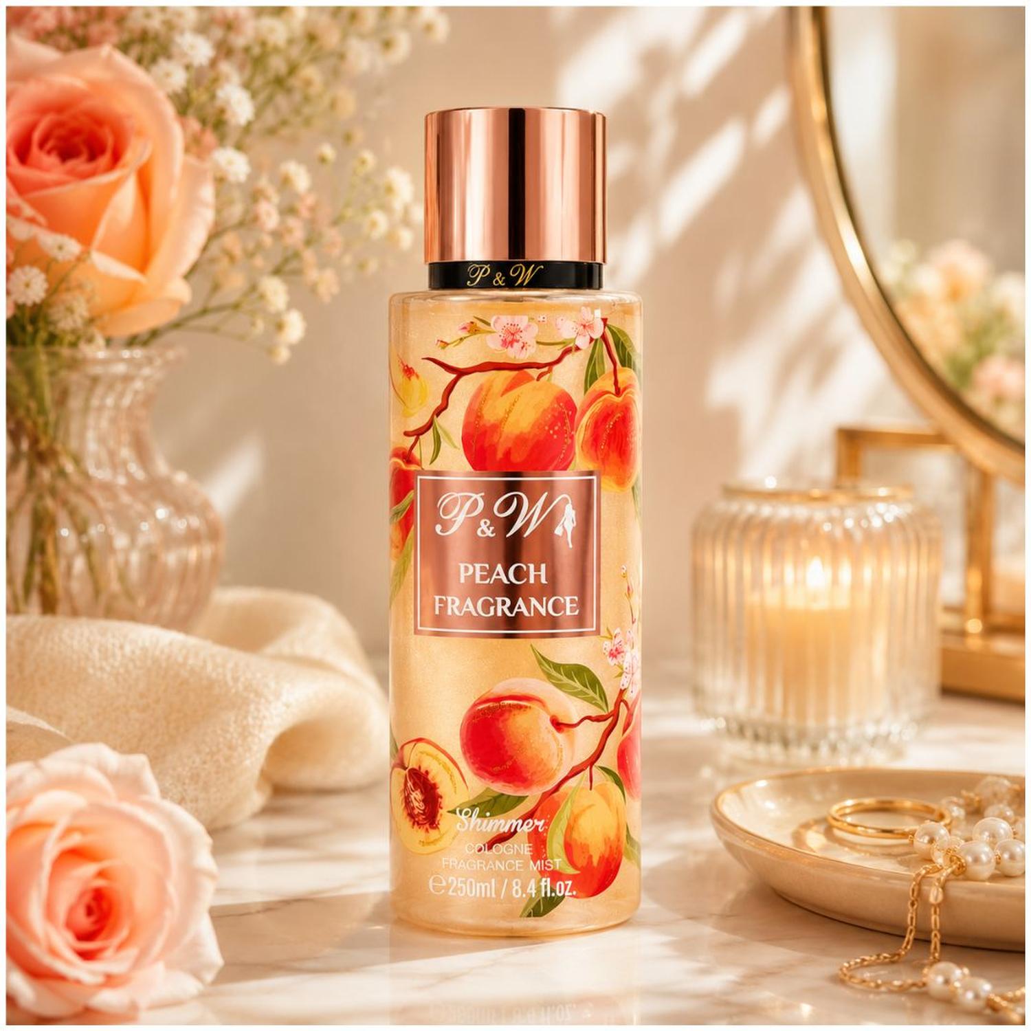 PERFUME MUJER 250ML COLONIA CORPORAL PYW FRAGANCIA DURAZNO CON BRILLO - 2