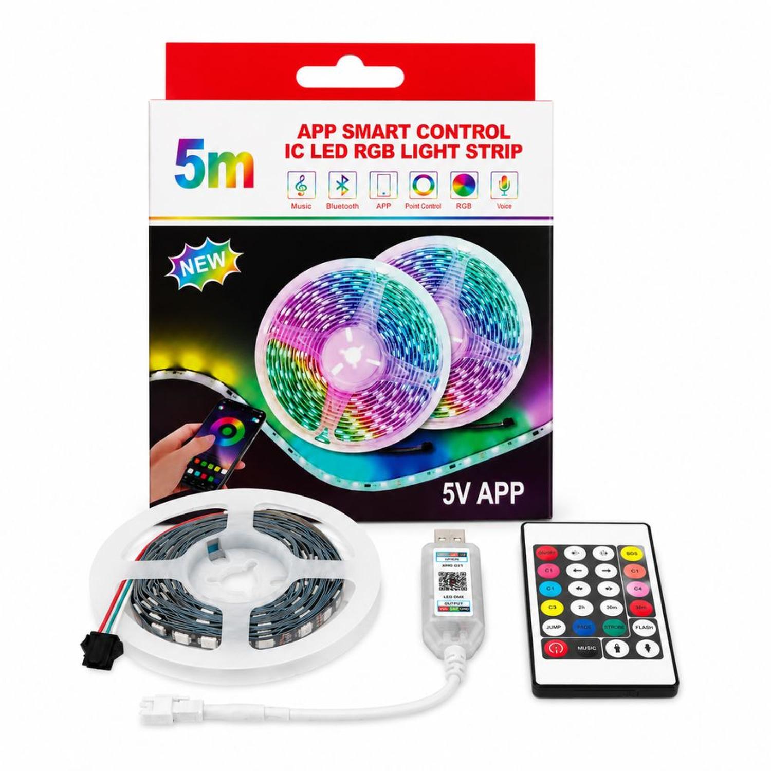 CINTA LUZ LED RGB DE 5 METROS CON CONECTOR USB Y CONTROL REMOTO - 2