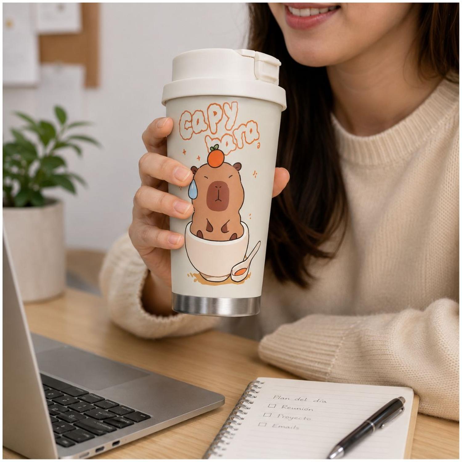 VASO TÉRMICO TOMATODO TERMO MULTIUSOS CREMA FRÍO CALIENTE DISEÑO CAPIBARA ALEATORIO - 5