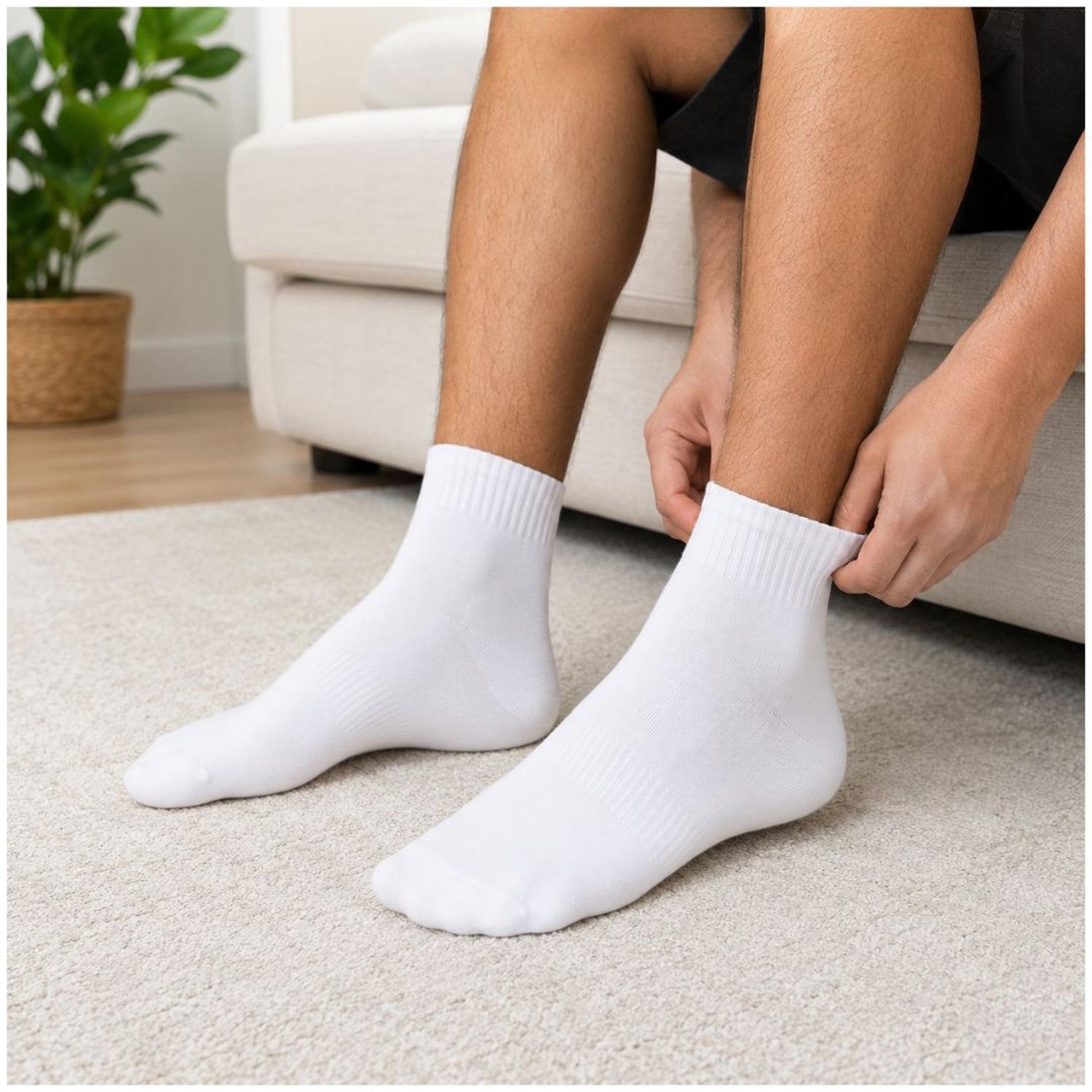 PACK X12 PARES DE MEDIAS CORTAS BLANCAS DEPORTIVAS SPORT TALLA 40-46 - 4