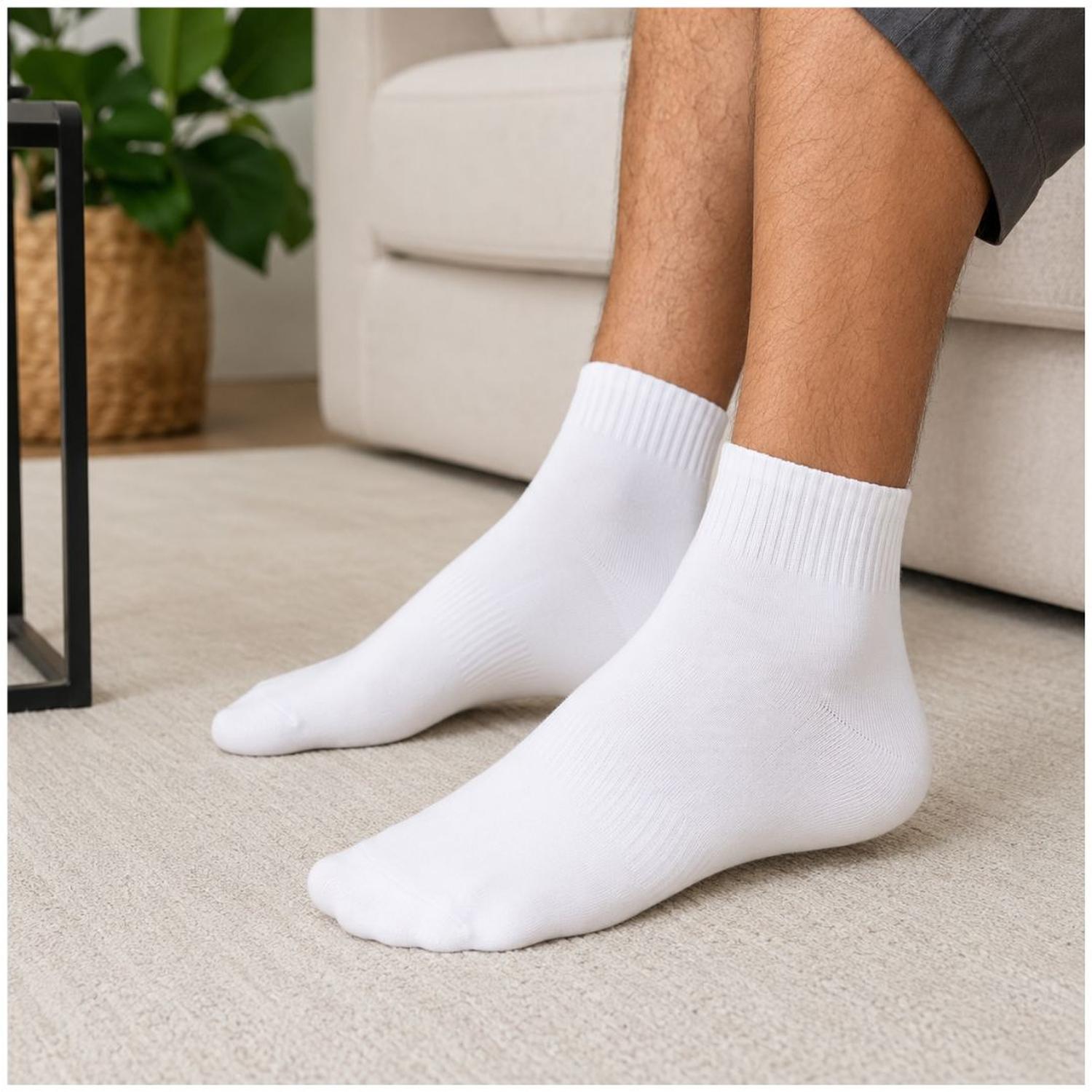 PACK X12 PARES DE MEDIAS CORTAS BLANCAS DEPORTIVAS SPORT TALLA 40-46 - 5