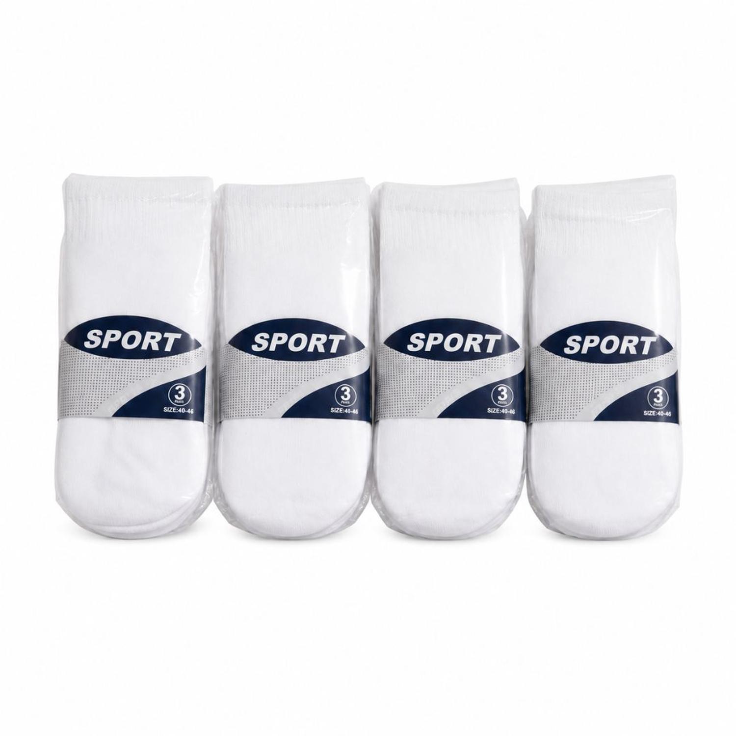 PACK X12 PARES DE MEDIAS CORTAS BLANCAS DEPORTIVAS SPORT TALLA 40-46 - 7