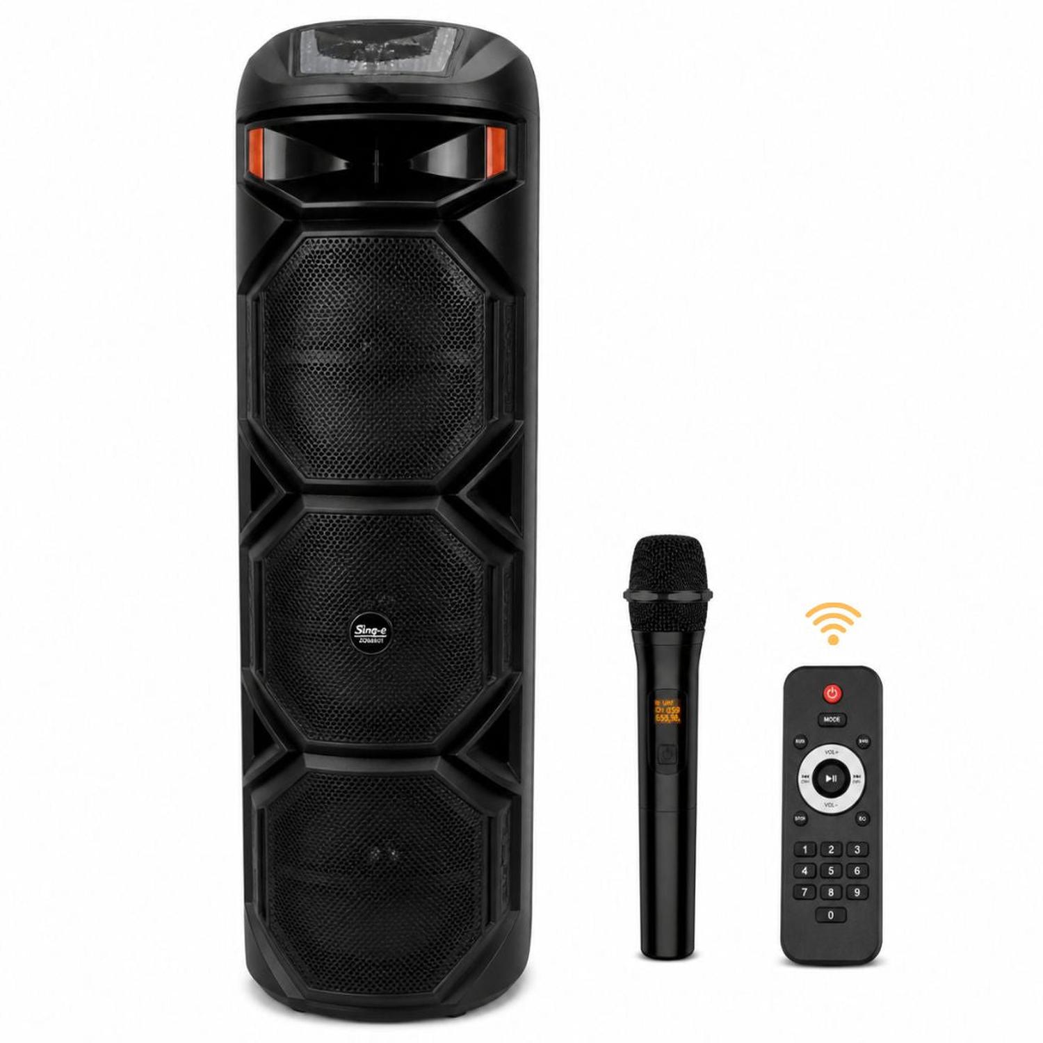 PARLANTE BLUETOOTH 60W LUCES LED MULTICOLOR TRIPLE PARLANTE 8' + MICRÓFONO + CONTROL - 6