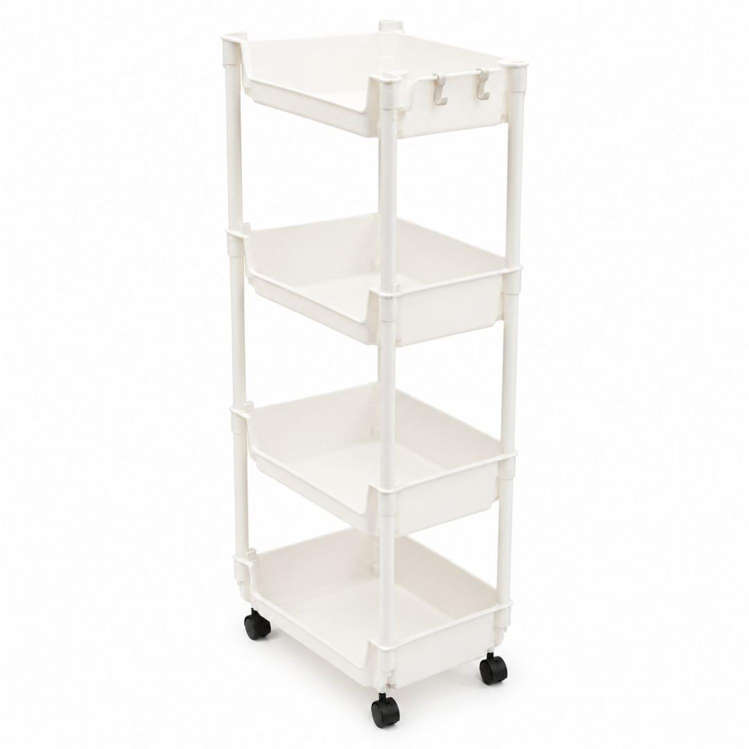 CARRITO ORGANIZADOR CREMA MULTIUSOS 4 NIVELES CON RUEDAS 84X29X22CM - 5
