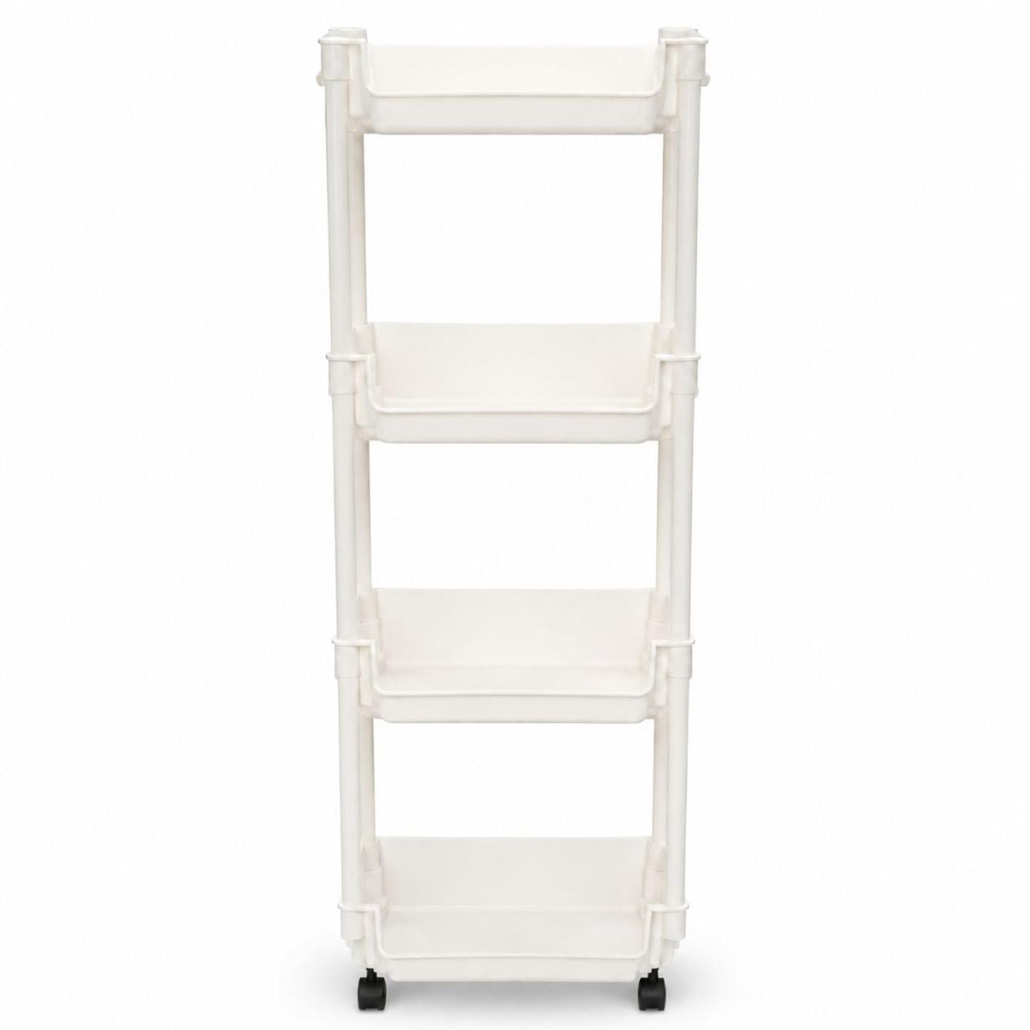 CARRITO ORGANIZADOR CREMA MULTIUSOS 4 NIVELES CON RUEDAS 84X29X22CM - 6