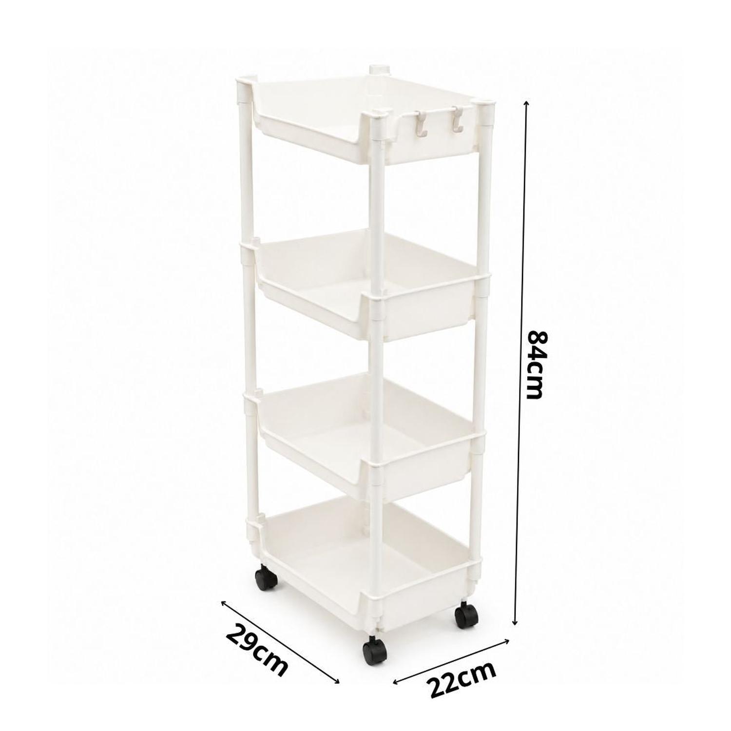CARRITO ORGANIZADOR CREMA MULTIUSOS 4 NIVELES CON RUEDAS 84X29X22CM - 7