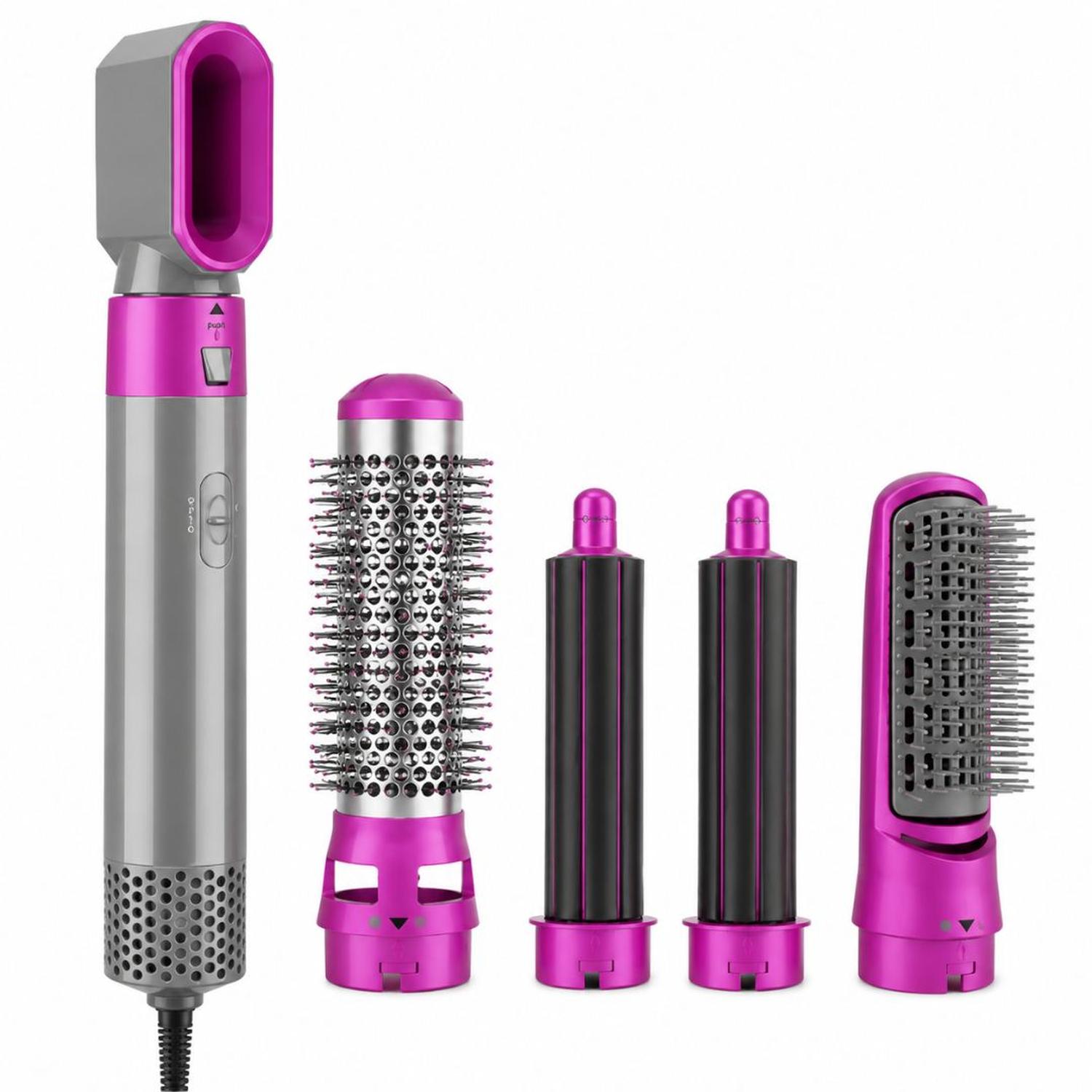 CEPILLO SECADOR MULTIFUNCIONAL 5 EN 1 PARA CABELLO RIZADOR Y PEINES INTERCAMBIABLES TAMAÑO M - 1