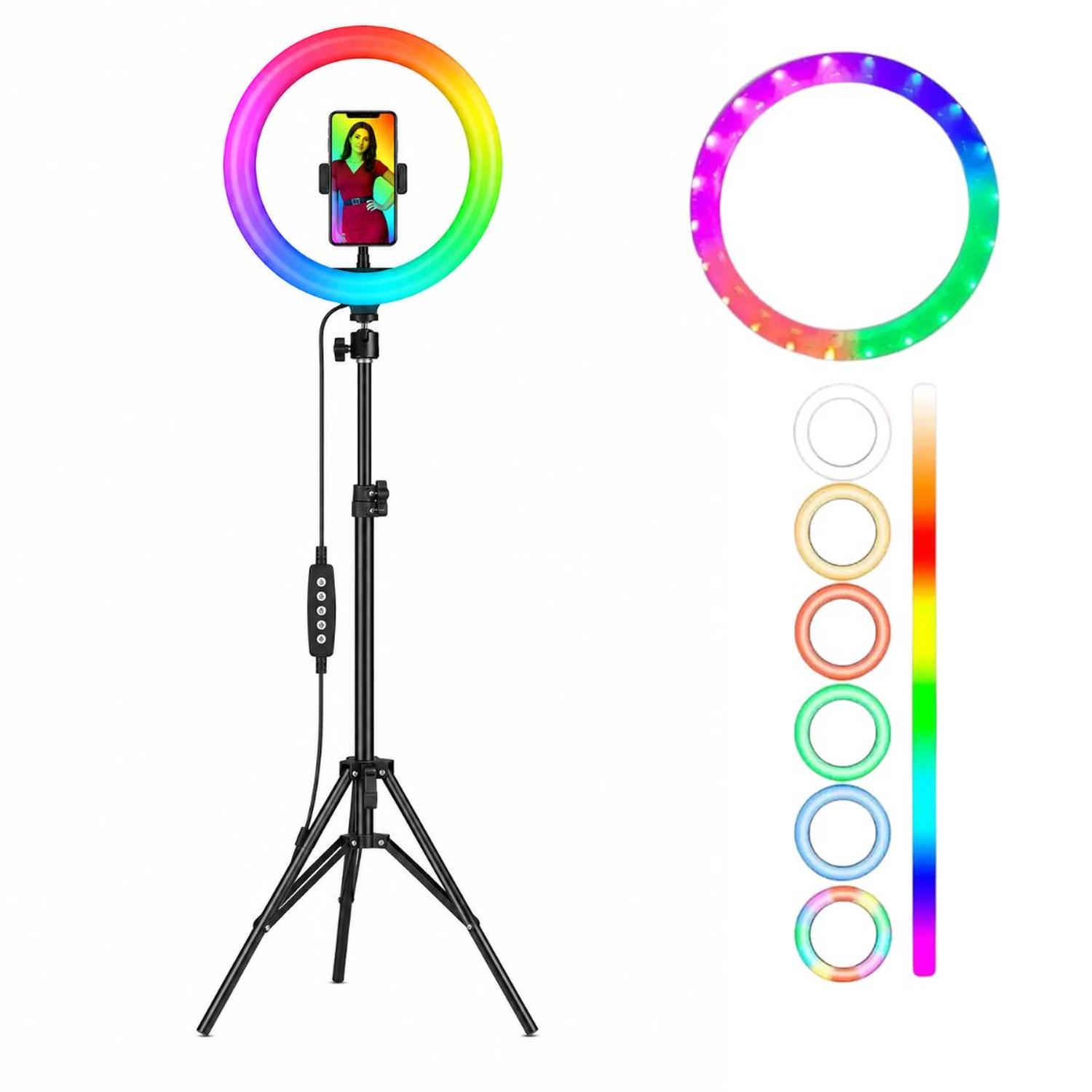 ARO LUZ LED RGB DE 26CM VIDEO PROFESIONAL STREAMING + TRÍPODE - 1