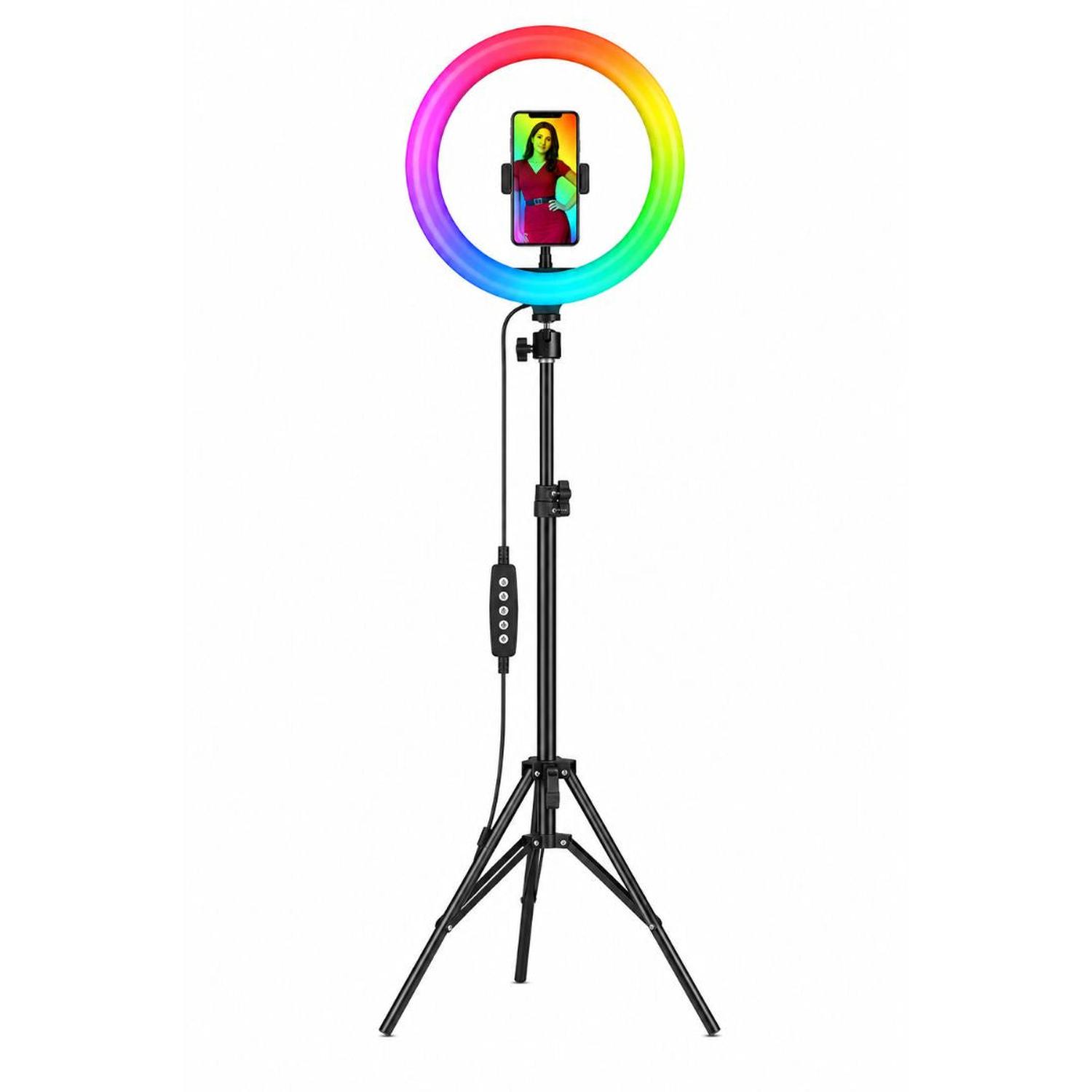 ARO LUZ LED RGB DE 26CM VIDEO PROFESIONAL STREAMING + TRÍPODE - 5
