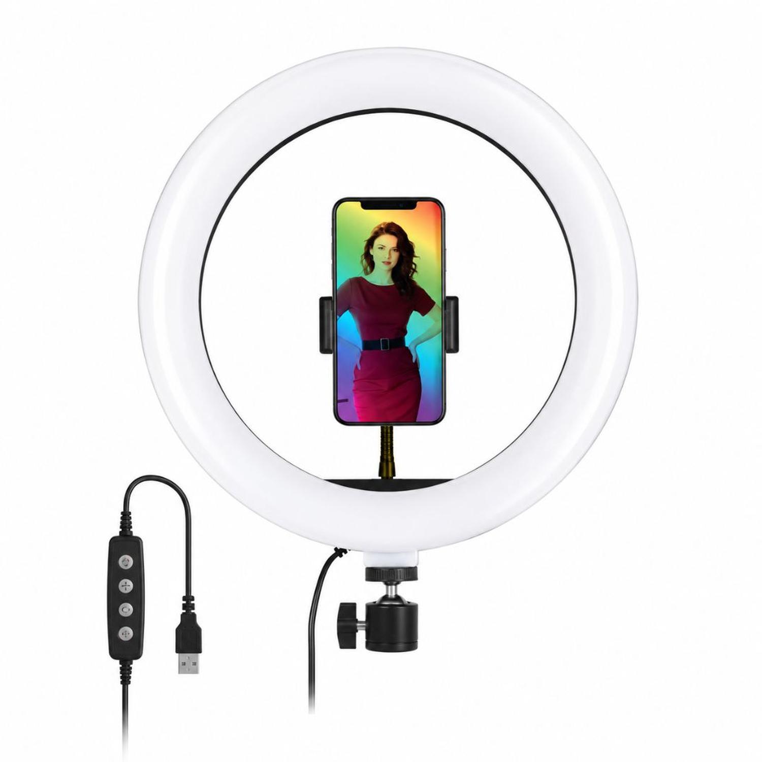 ARO LUZ LED RGB DE 26CM VIDEO PROFESIONAL STREAMING + TRÍPODE - 6
