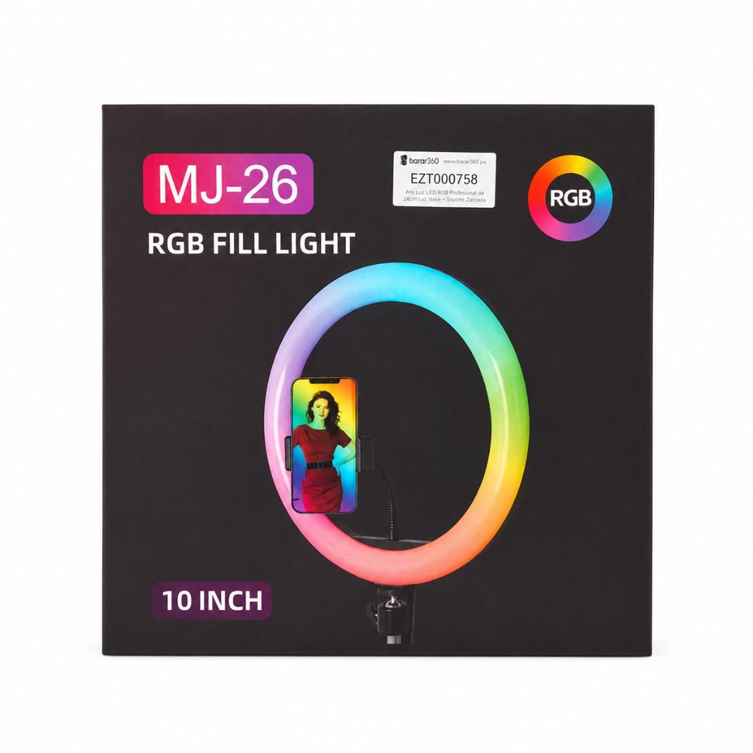 ARO LUZ LED RGB DE 26CM VIDEO PROFESIONAL STREAMING + TRÍPODE - 8