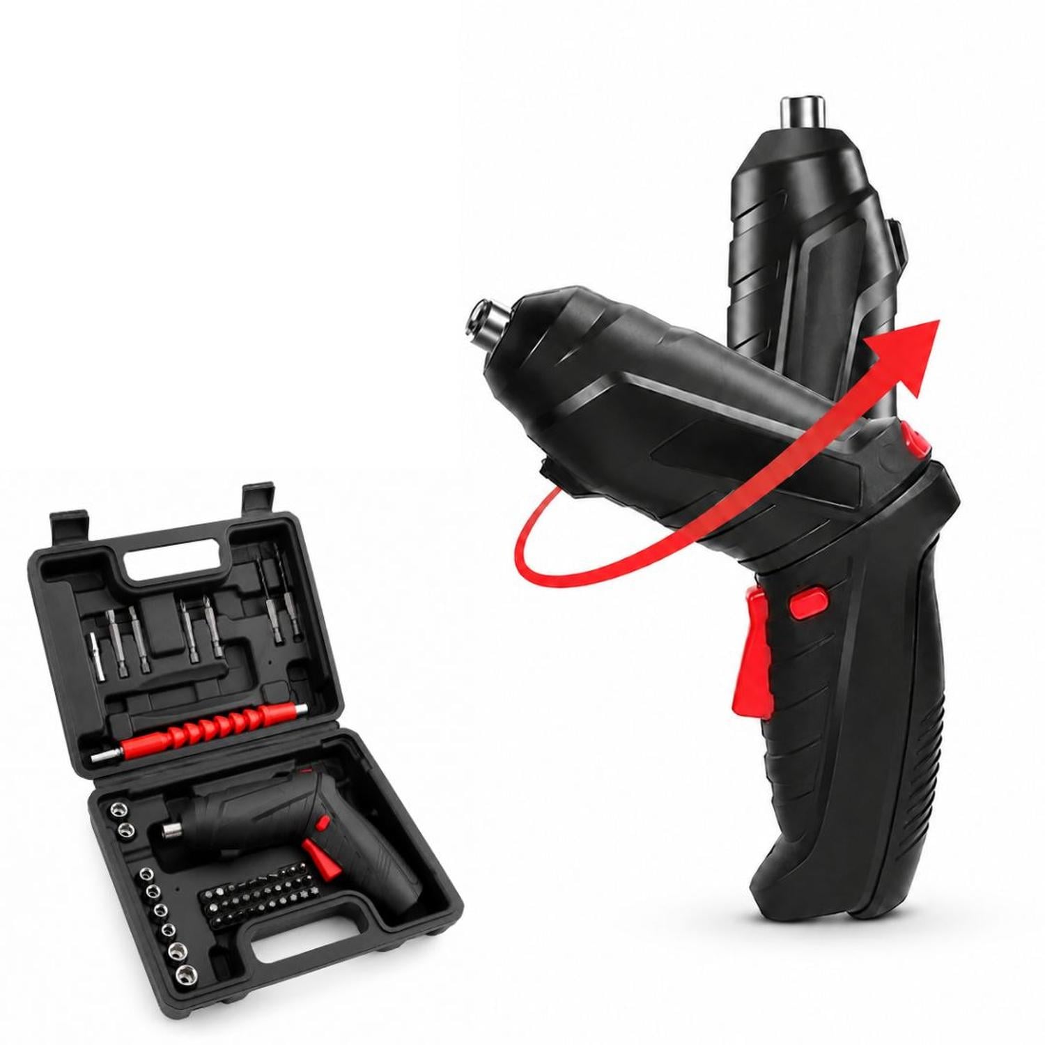 KIT ATORNILLADOR DESTORNILLADOR TALADRO ELÉCTRICO INALÁMBRICO RECARGABLE 46 PIEZAS LUZ LED - 1