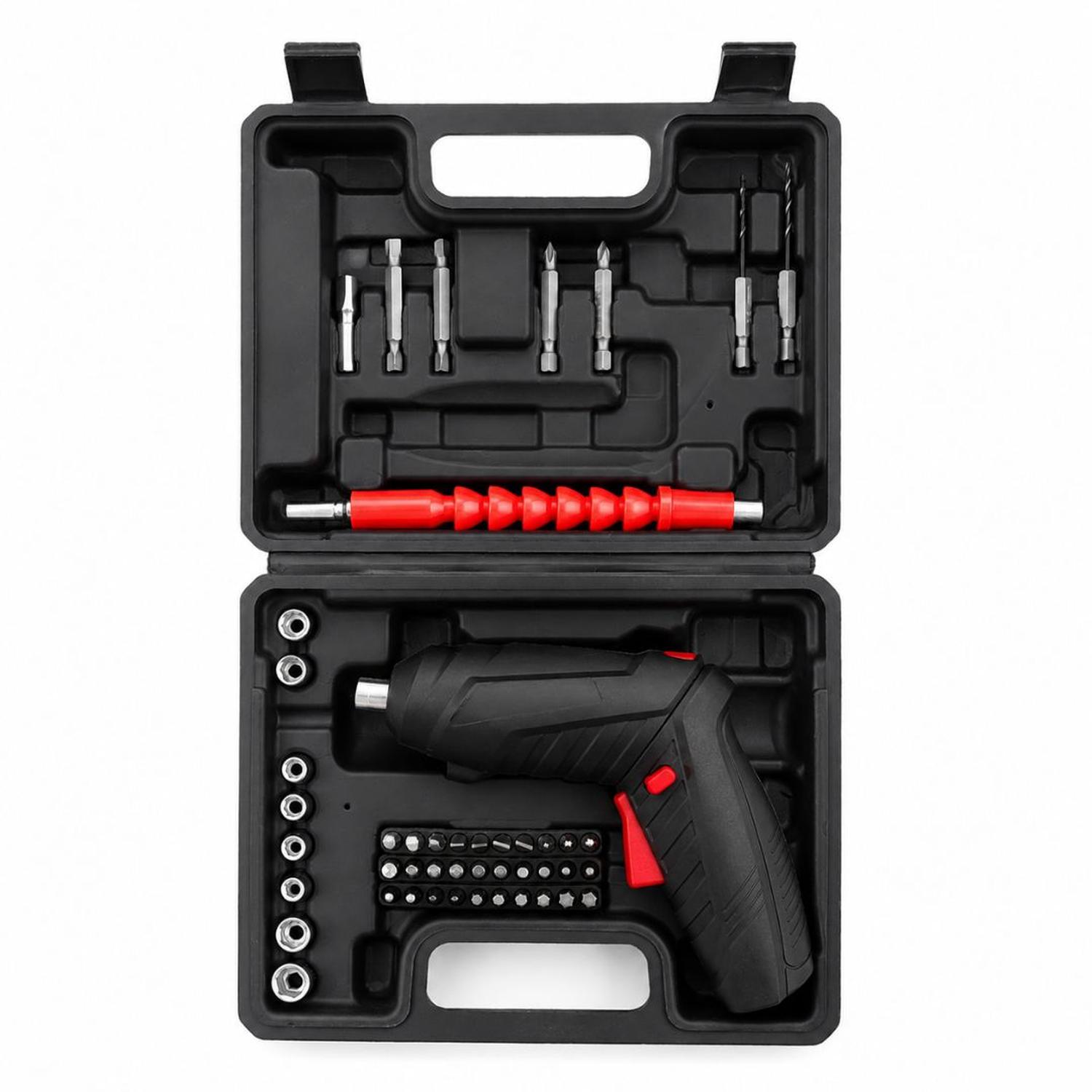 KIT ATORNILLADOR DESTORNILLADOR TALADRO ELÉCTRICO INALÁMBRICO RECARGABLE 46 PIEZAS LUZ LED - 2