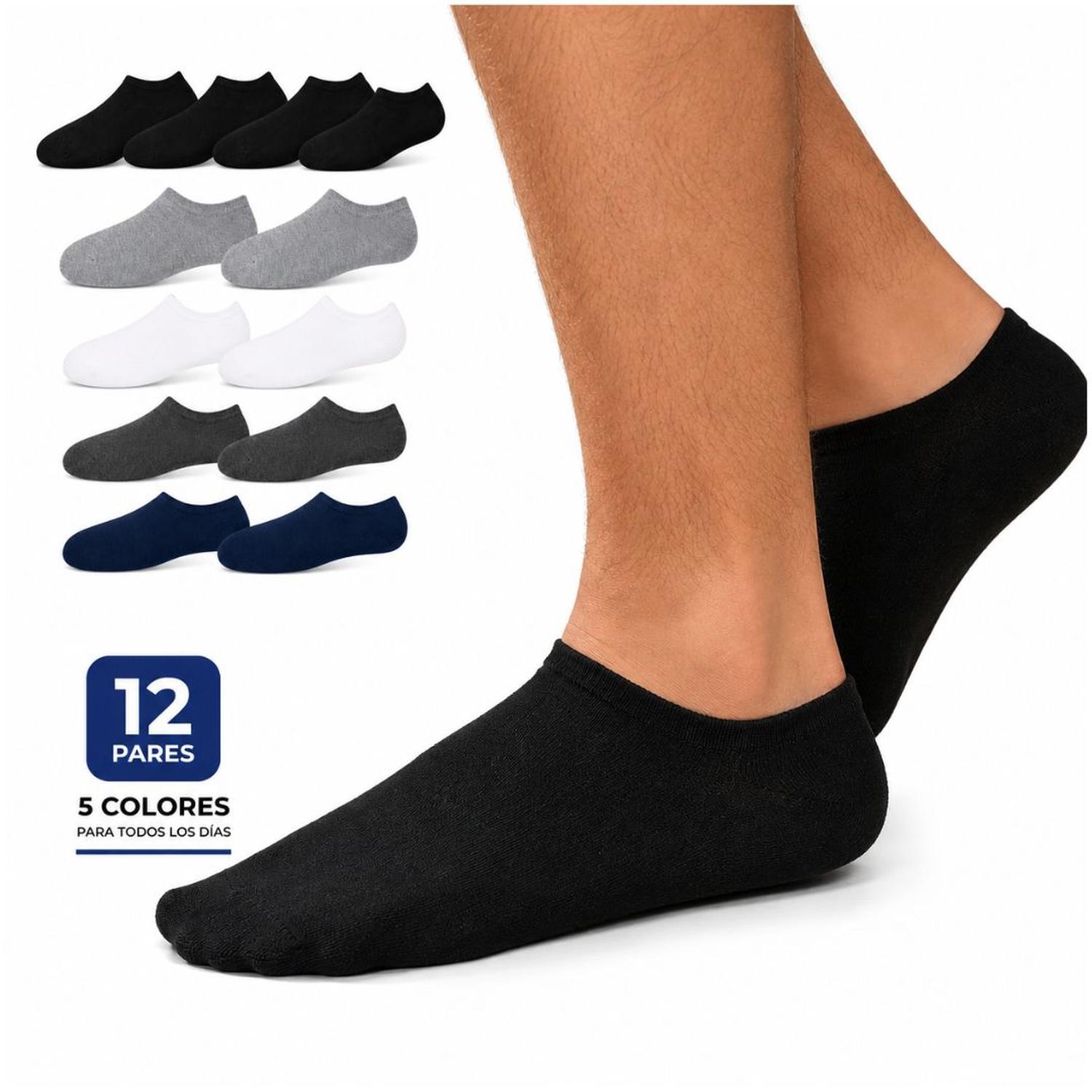PACK X12 PARES DE MEDIAS TALONERAS PARA HOMBRE TRANSPIRABLES TALLA 40-45 - 1