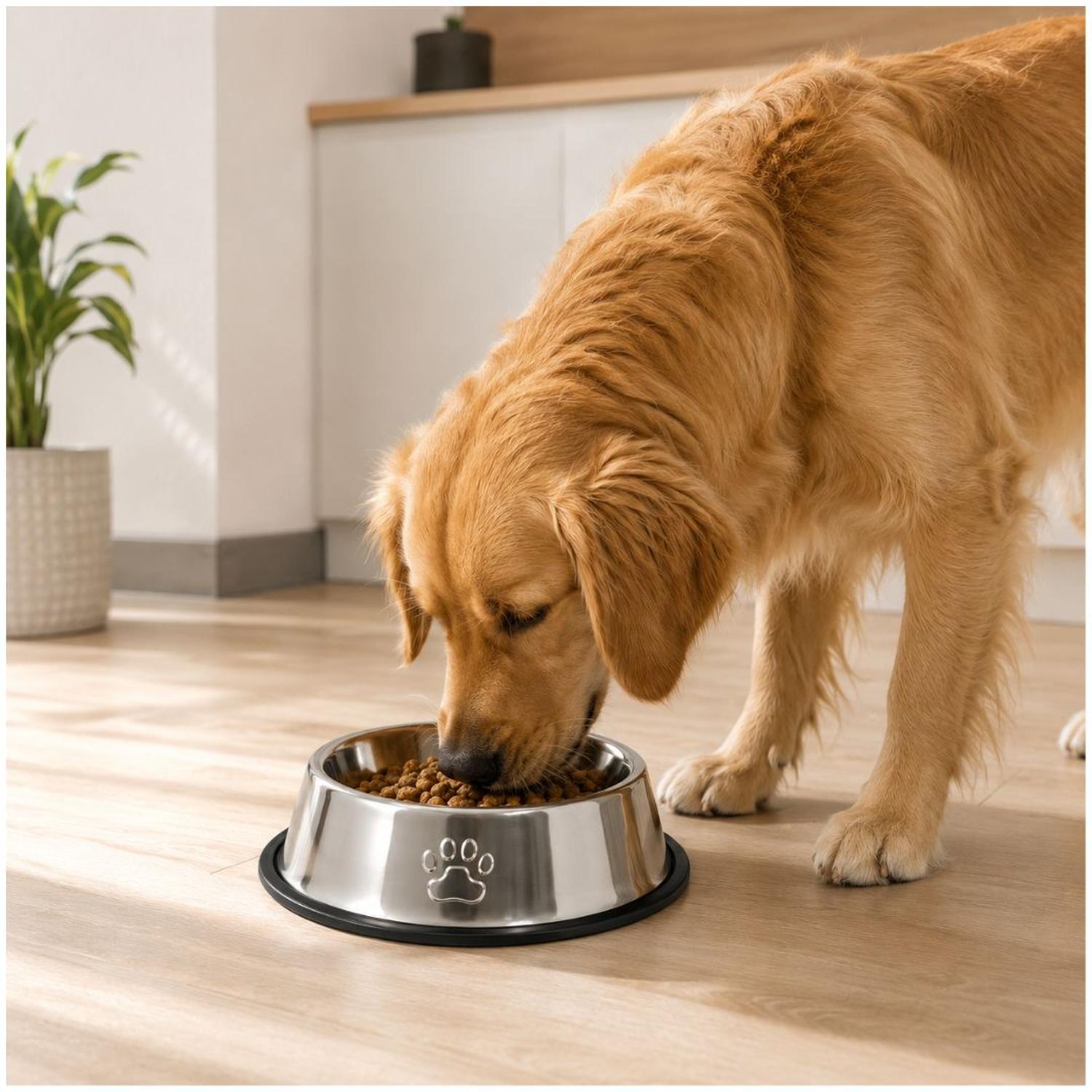PLATO COMEDERO PARA MASCOTAS 33CM ACERO INOXIDABLE ANTIDESLIZANTE PERROS Y GATOS - 3