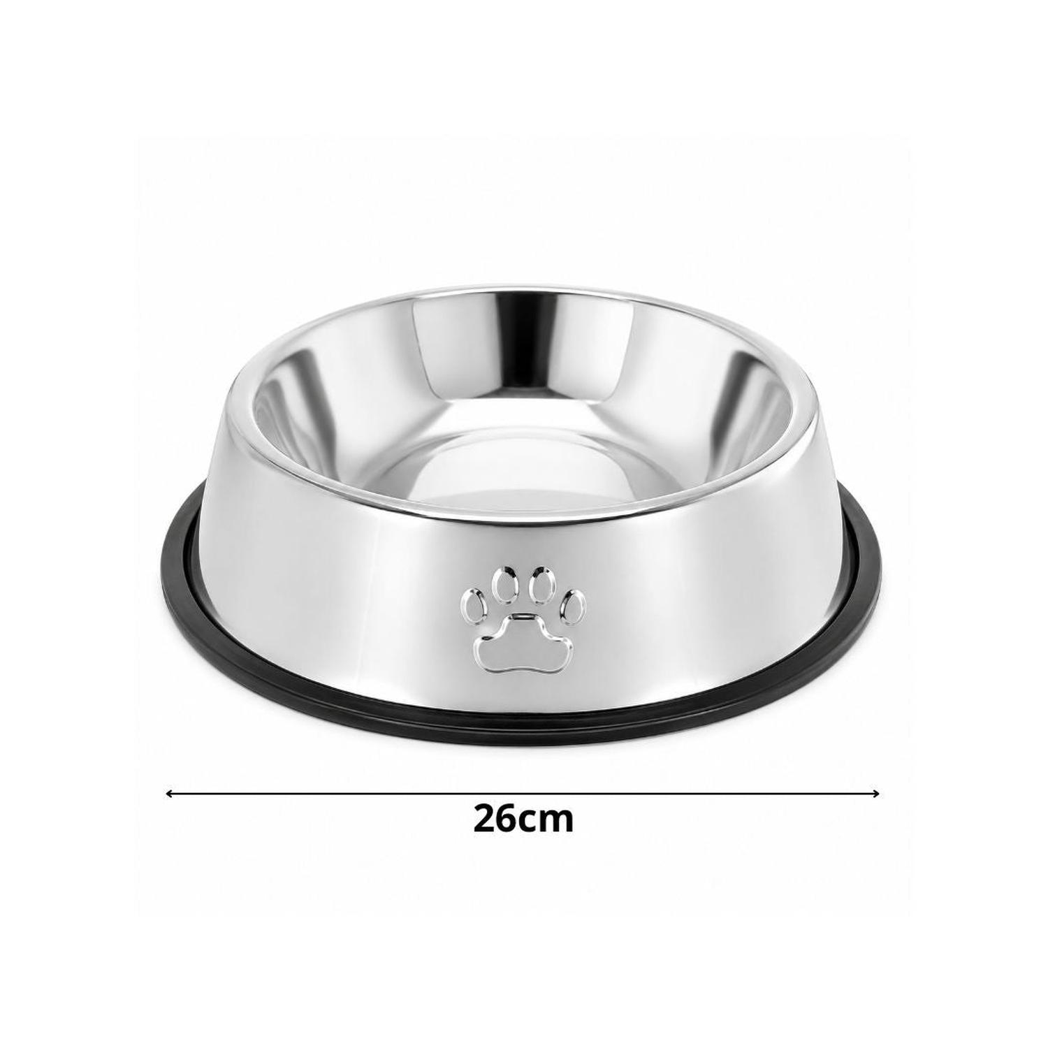 PLATO COMEDERO PARA MASCOTAS 26CM ACERO INOXIDABLE ANTIDESLIZANTE PERROS Y GATOS - 6